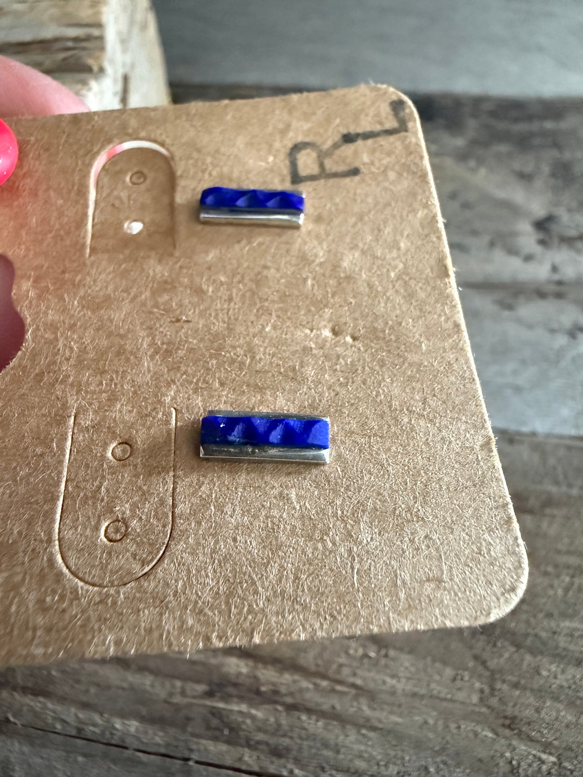 Authentic Native American Handmade Sterling Silver and Lapis Earrings