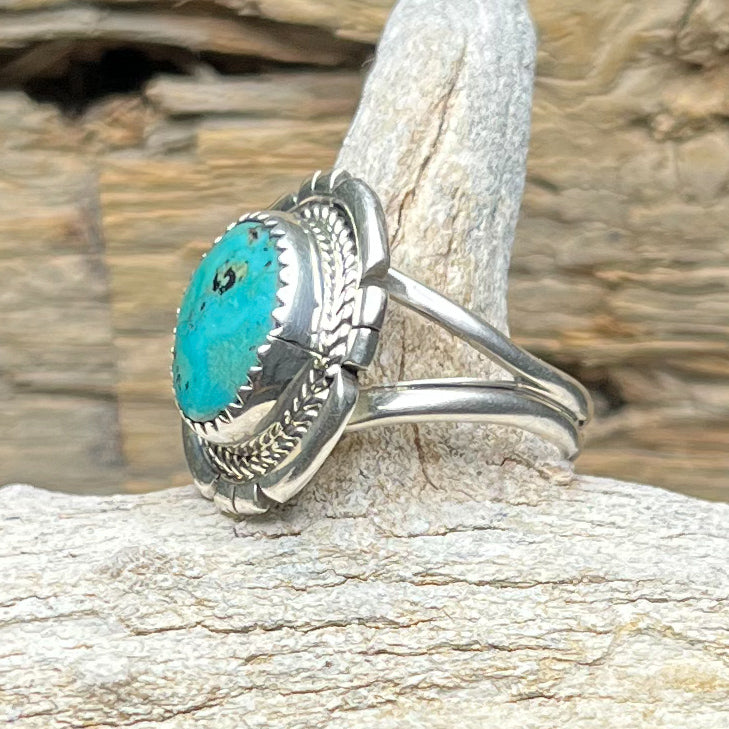 Authentic Native American Sterling Silver Turquoise Ring