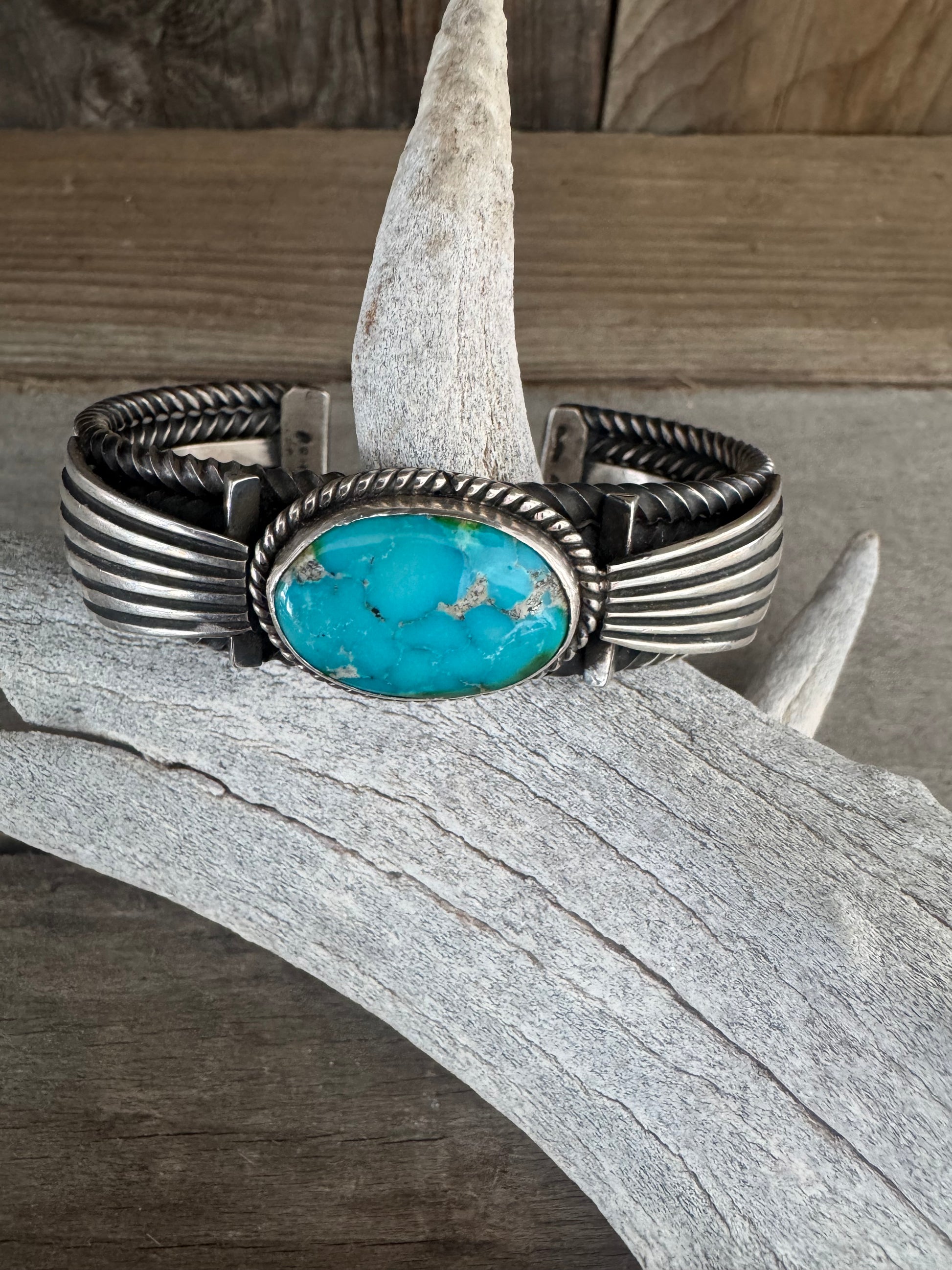 Native American Handmade Sonoran Gold Turquoise Women’s Cuff-Bracelet