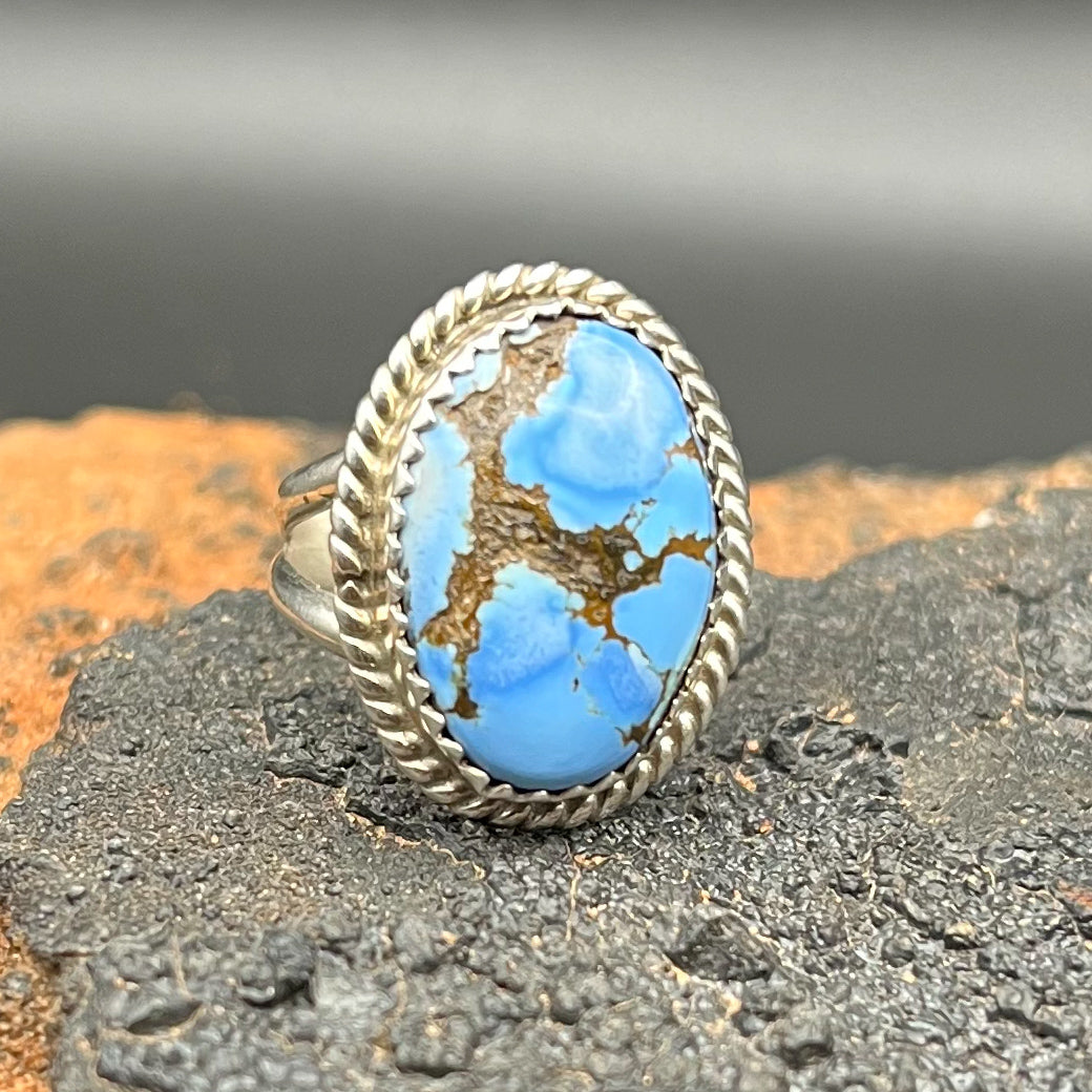 Authentic Native American Handmade Golden Hills Turquoise Ring