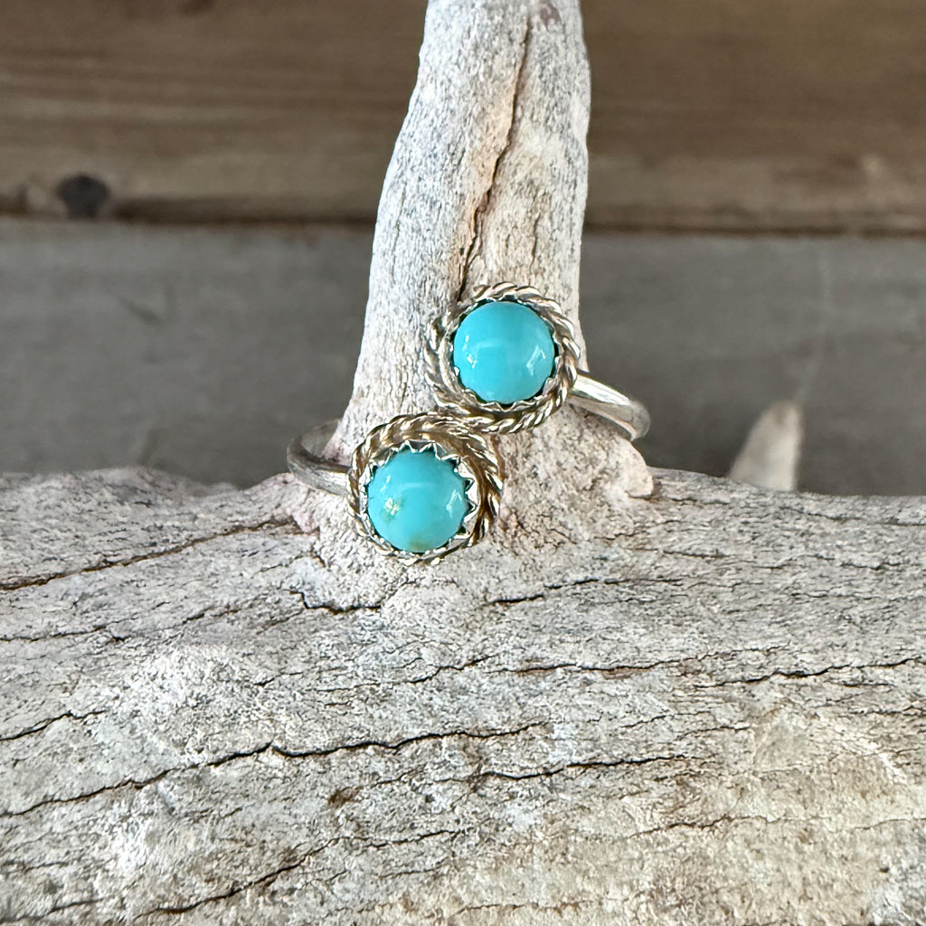 Authentic Native American Handmade Sterling Silver and Turquoise Adjustable Ring.