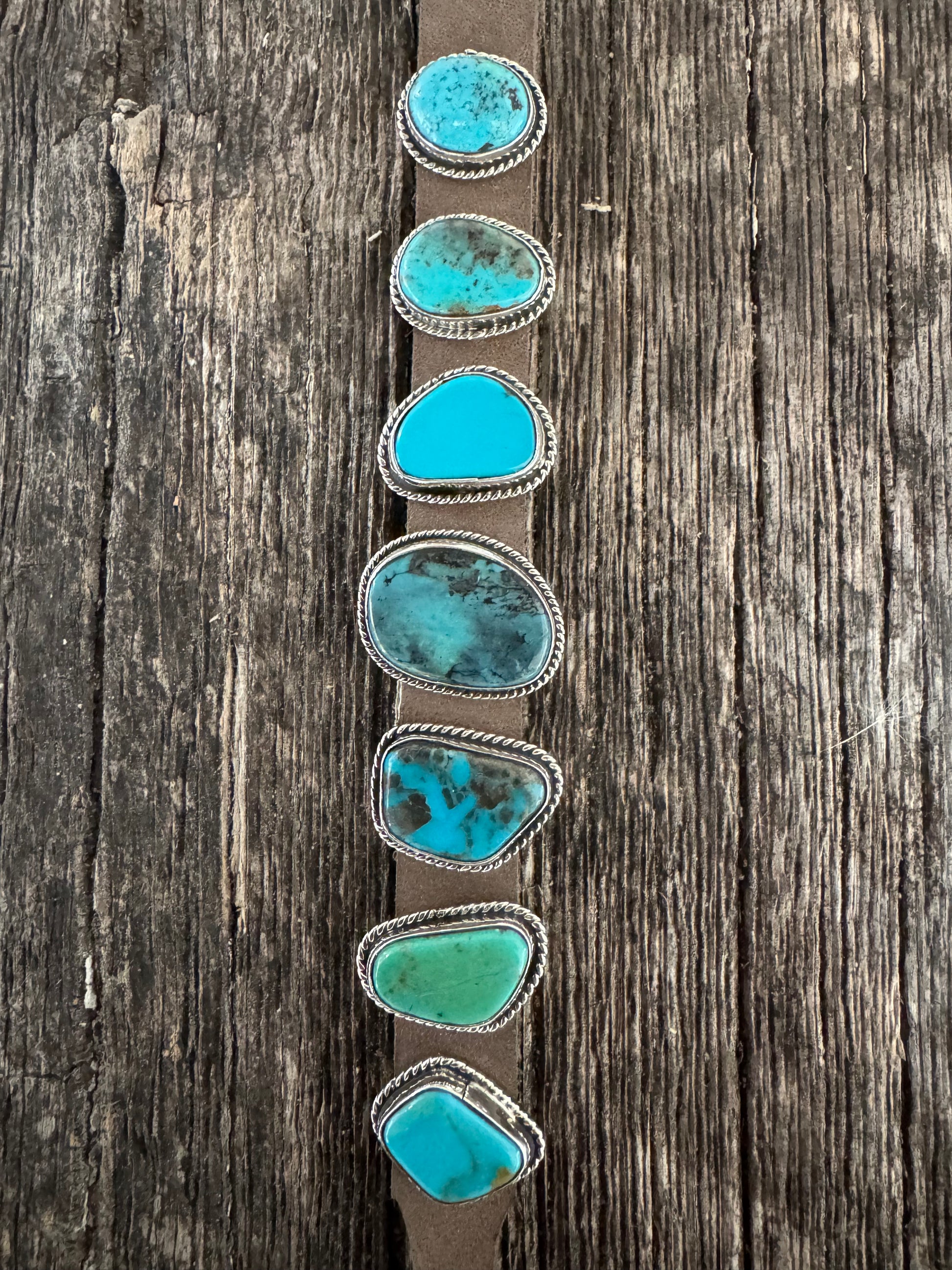 7 Stone Leather Bracelet