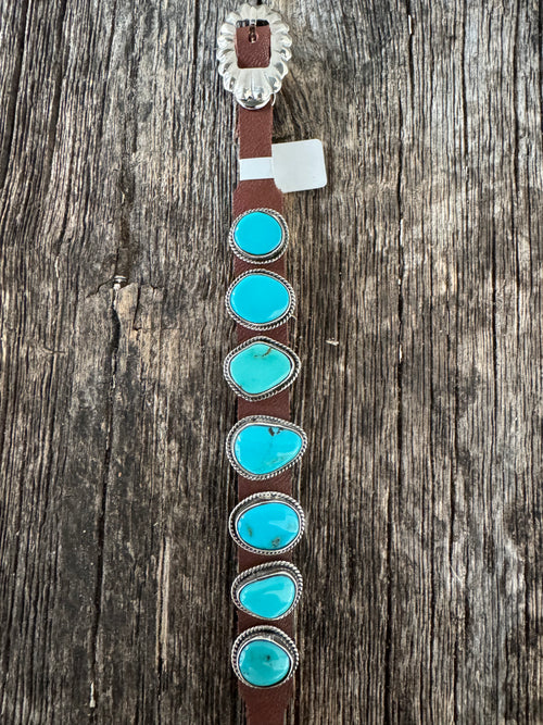 7 Stone Leather Bracelet