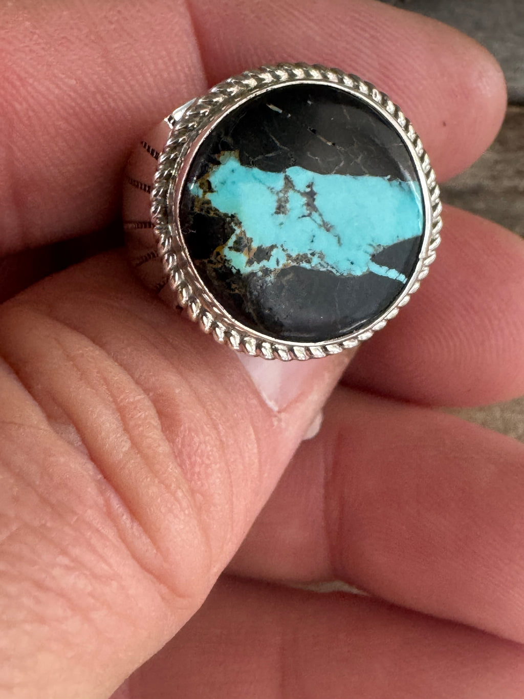 Handmade Blackjack Turquoise Ring Size 10.5