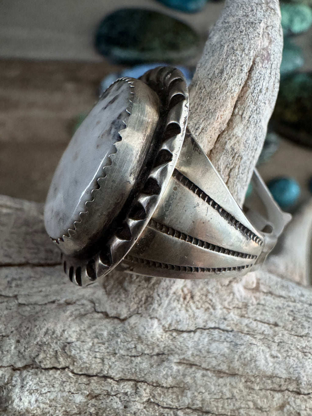 Handmade White Buffalo-Sterling Silver Ring Size 11