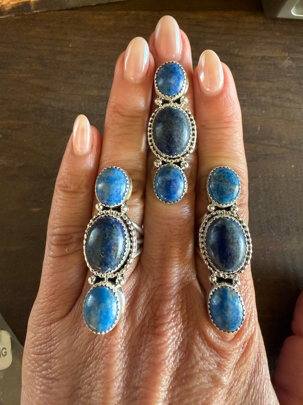 Authentic Native American Handmade Sterling Silver and Denim Lapis Ring