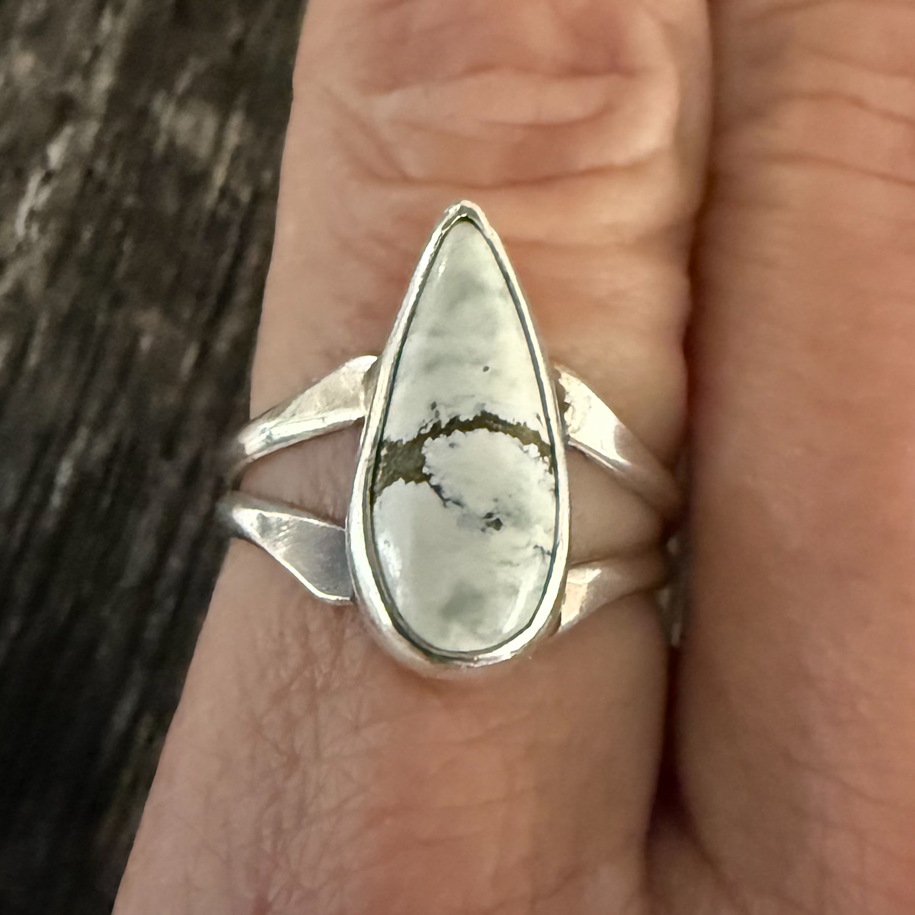 Authentic Native American Handmade Sterling Silver and Ivory Creek Variscite Ring size 8 1/2.