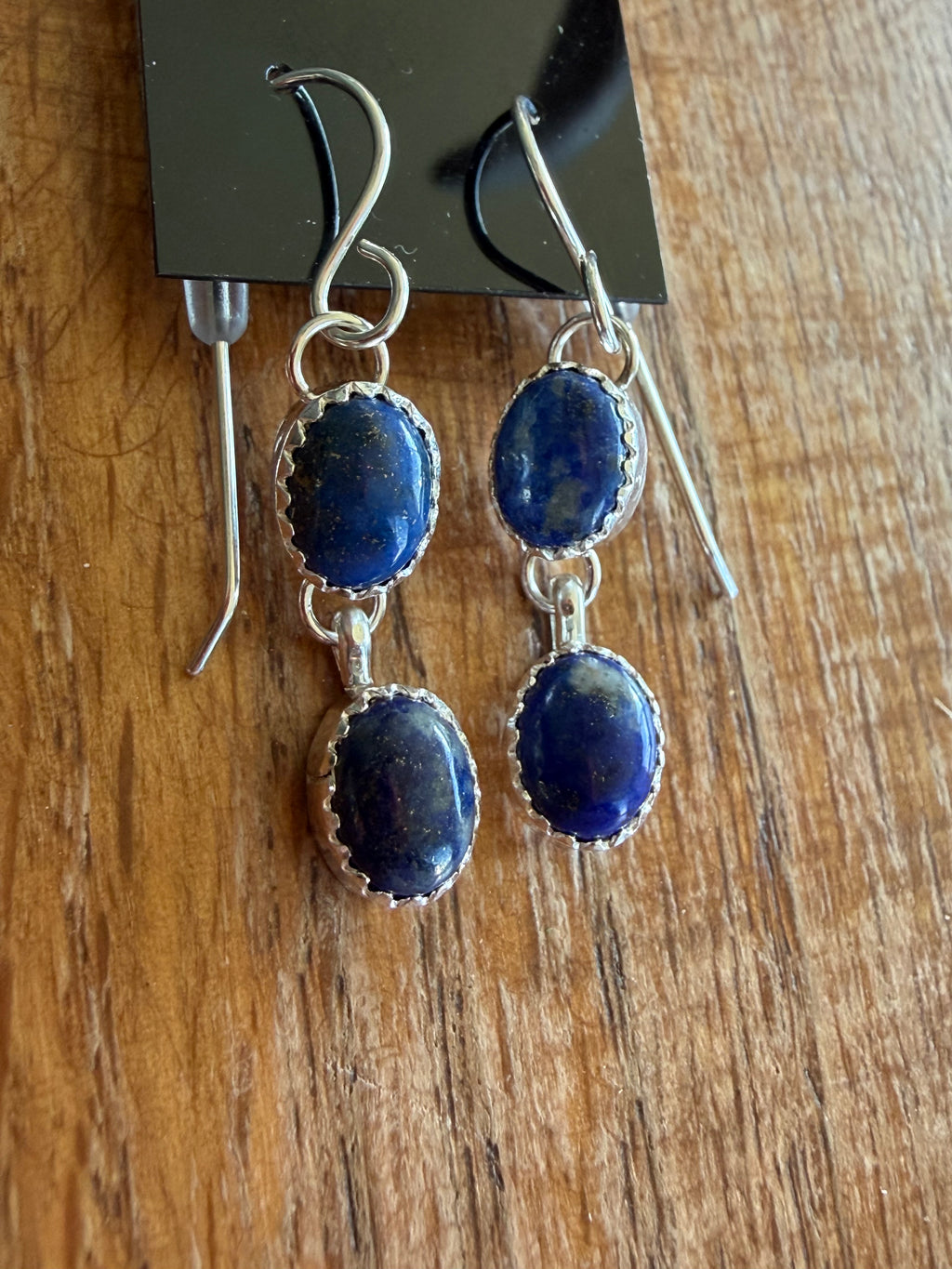 Native American Handmade Lapis Denim Sterling Silver Earrings