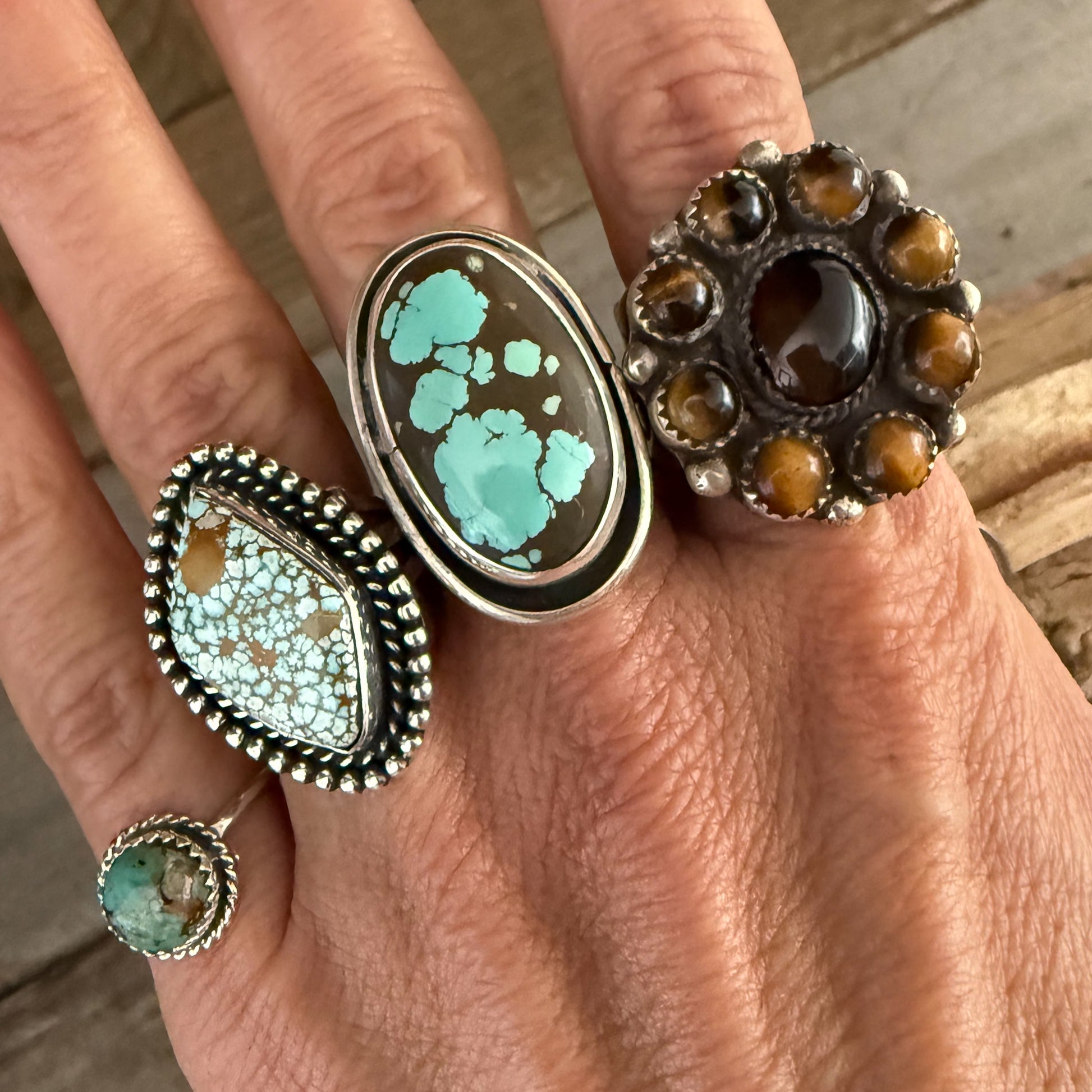 Authentic Native American Handmade Sterling Silver and Turquoise Ring size 7.