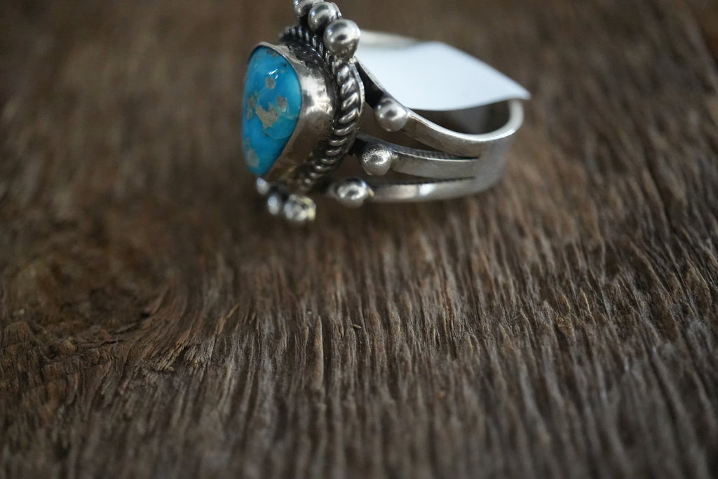 Handmade Sterling Silver Turquoise Ring Size 10 1/4.