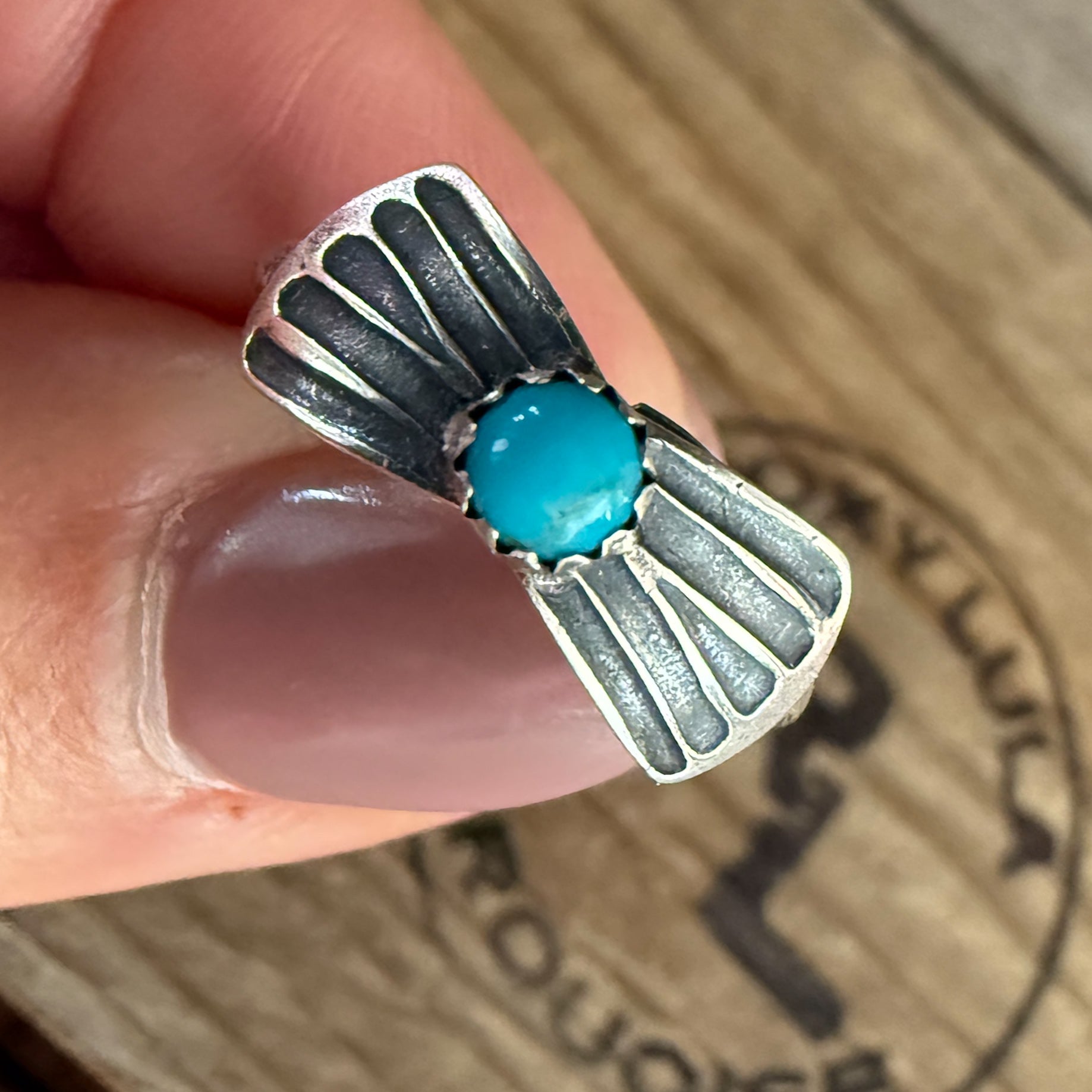 Authentic Native American Handmade Sterling Silver and Turquoise Ring size 8
