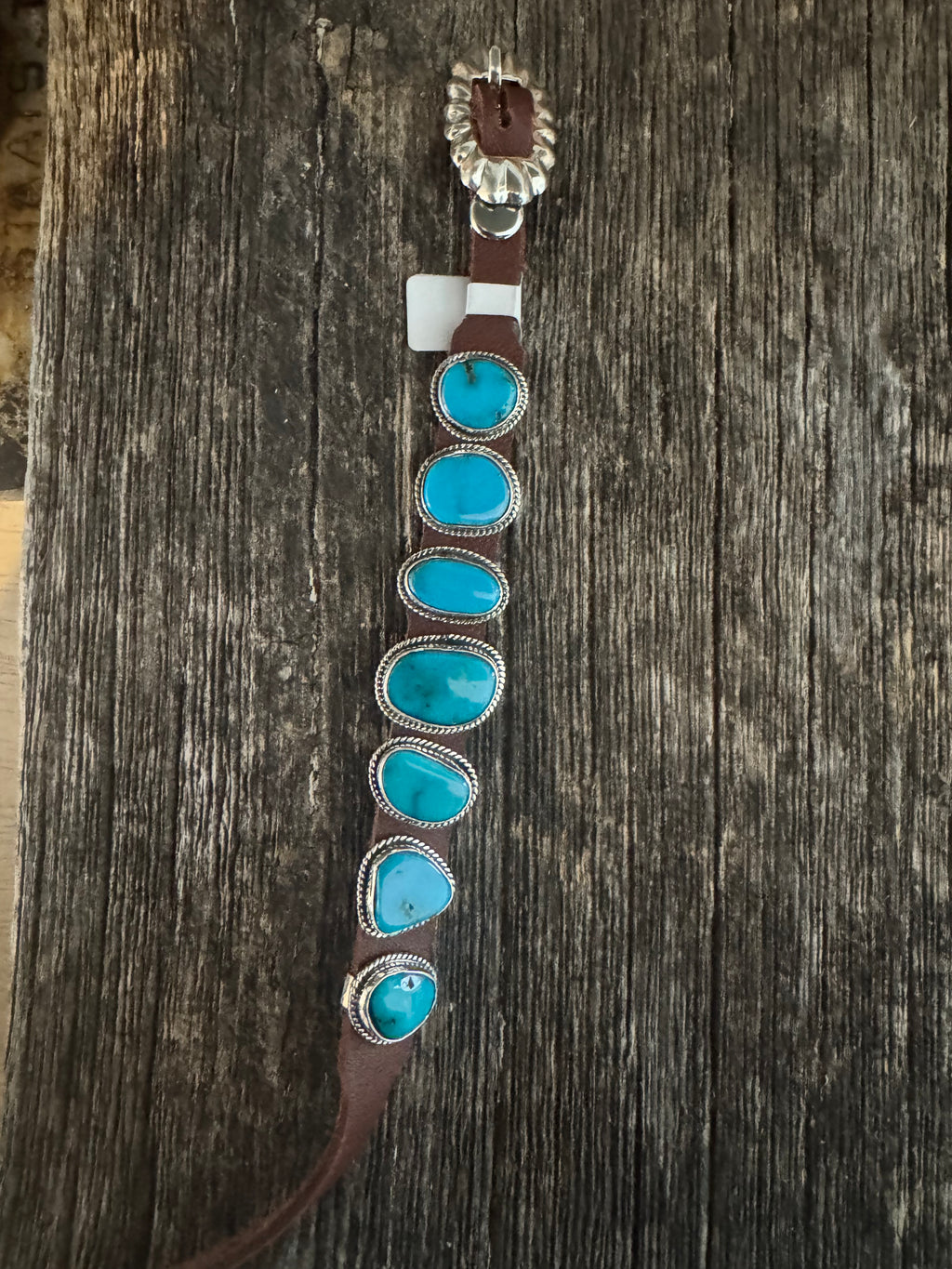 7 Stone Leather Bracelet