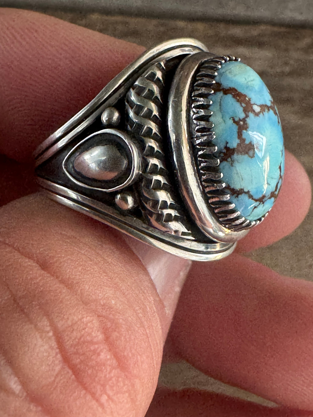 Handmade Golden Hills Turquoise Ring Size 12.75