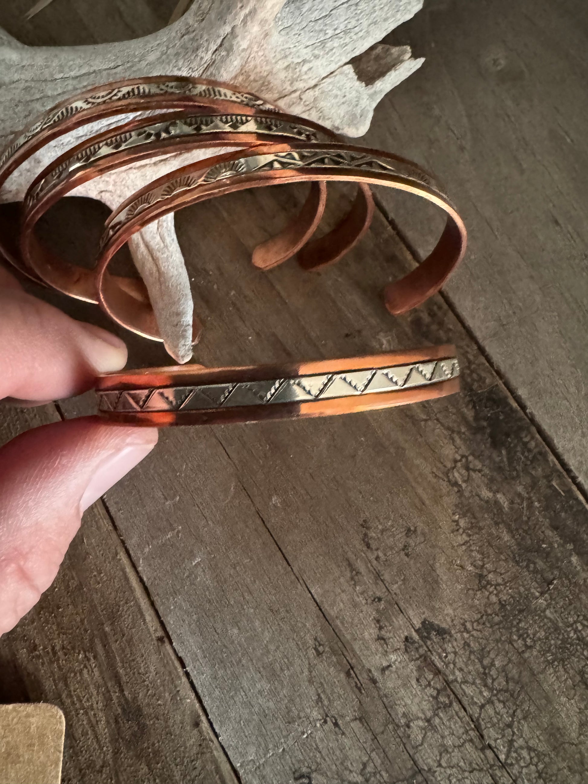 Men’s Sterling Silver-Copper Stamped cuff