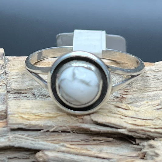 Authentic Native American Handmade White Buffalo and Sterling Silver Ring