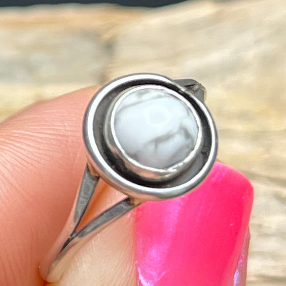 Authentic Native American Handmade White Buffalo and Sterling Silver Ring