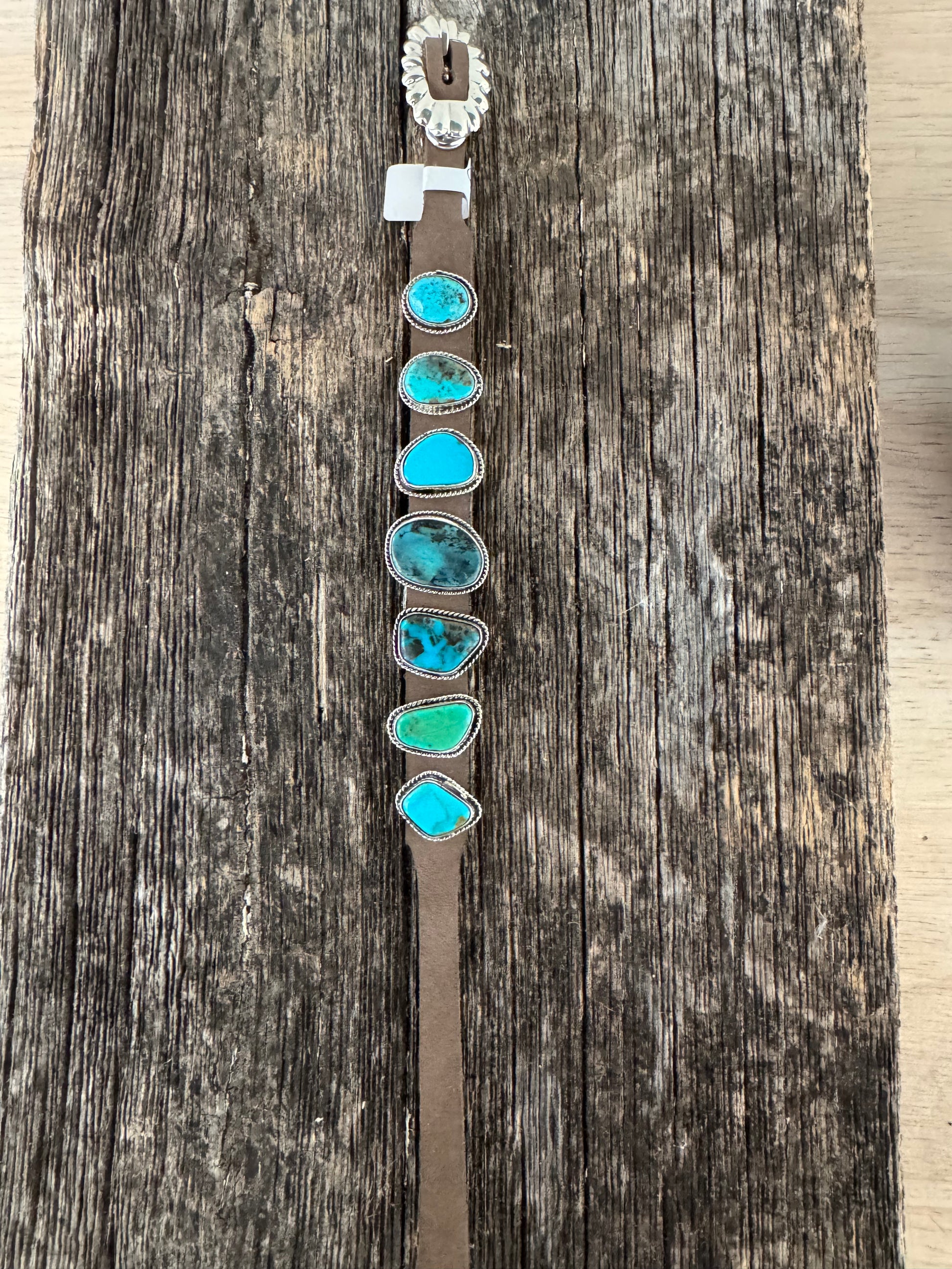 7 Stone Leather Bracelet