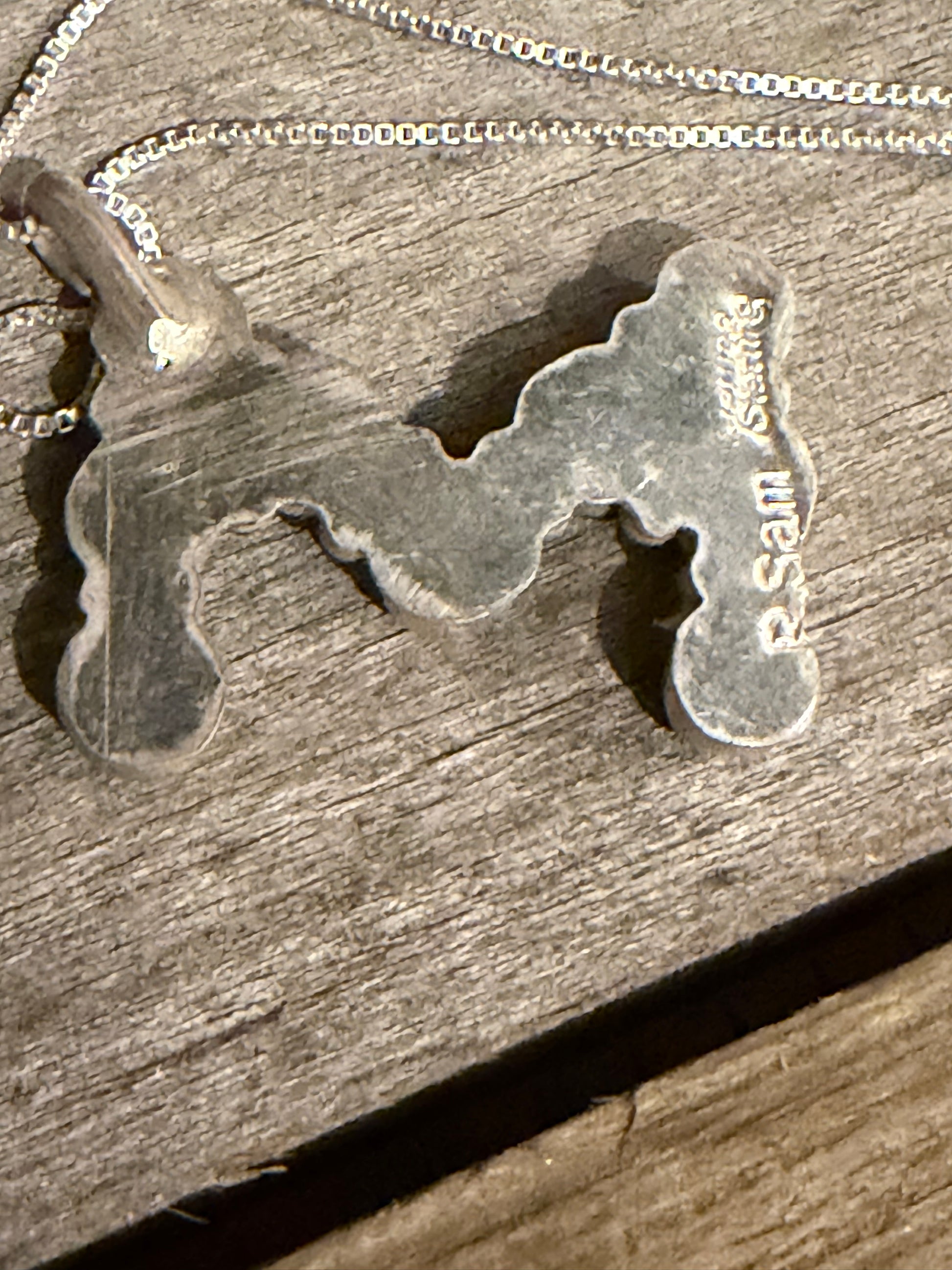 Native American Handmade Sterling Silver Turquoise Letter M Necklace