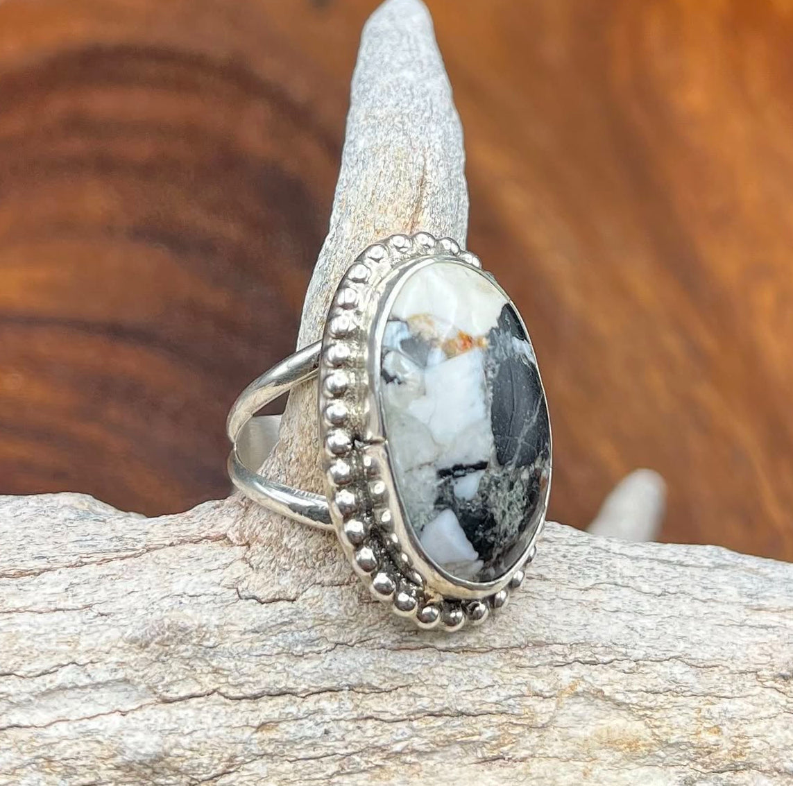 Authentic Native American Handmade White Buffalo Turquoise Ring