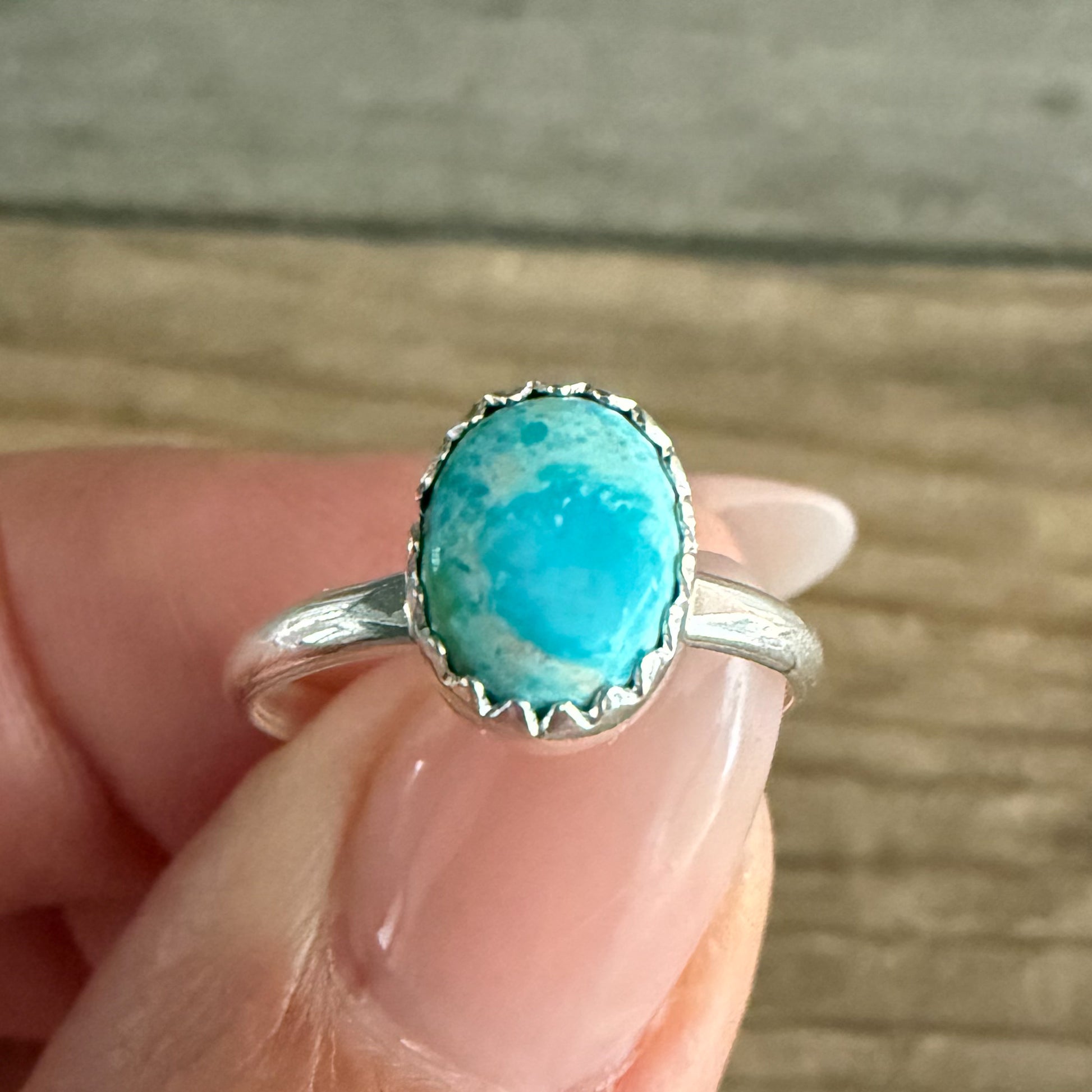 Authentic Native American Handmade Sterling Silver and Turquoise ring size 4 1/2
