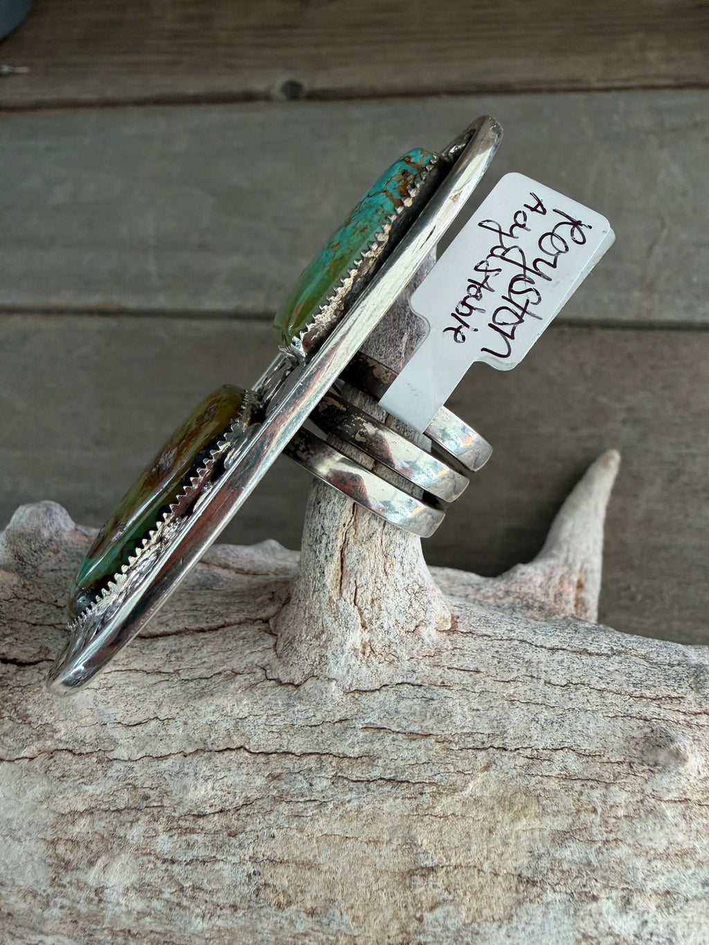 Handmade Royston Turquoise-Sterling Silver Statement Ring Adjustable Size 😮