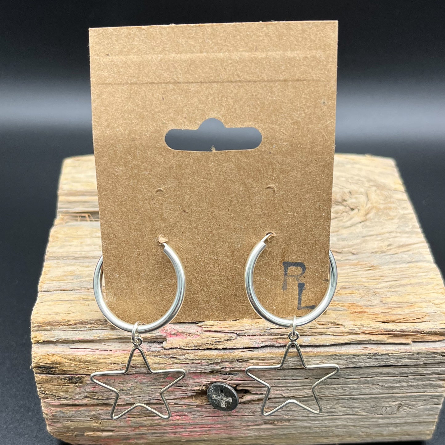 Non- Native Sterling Silver Star Hoop Earrings