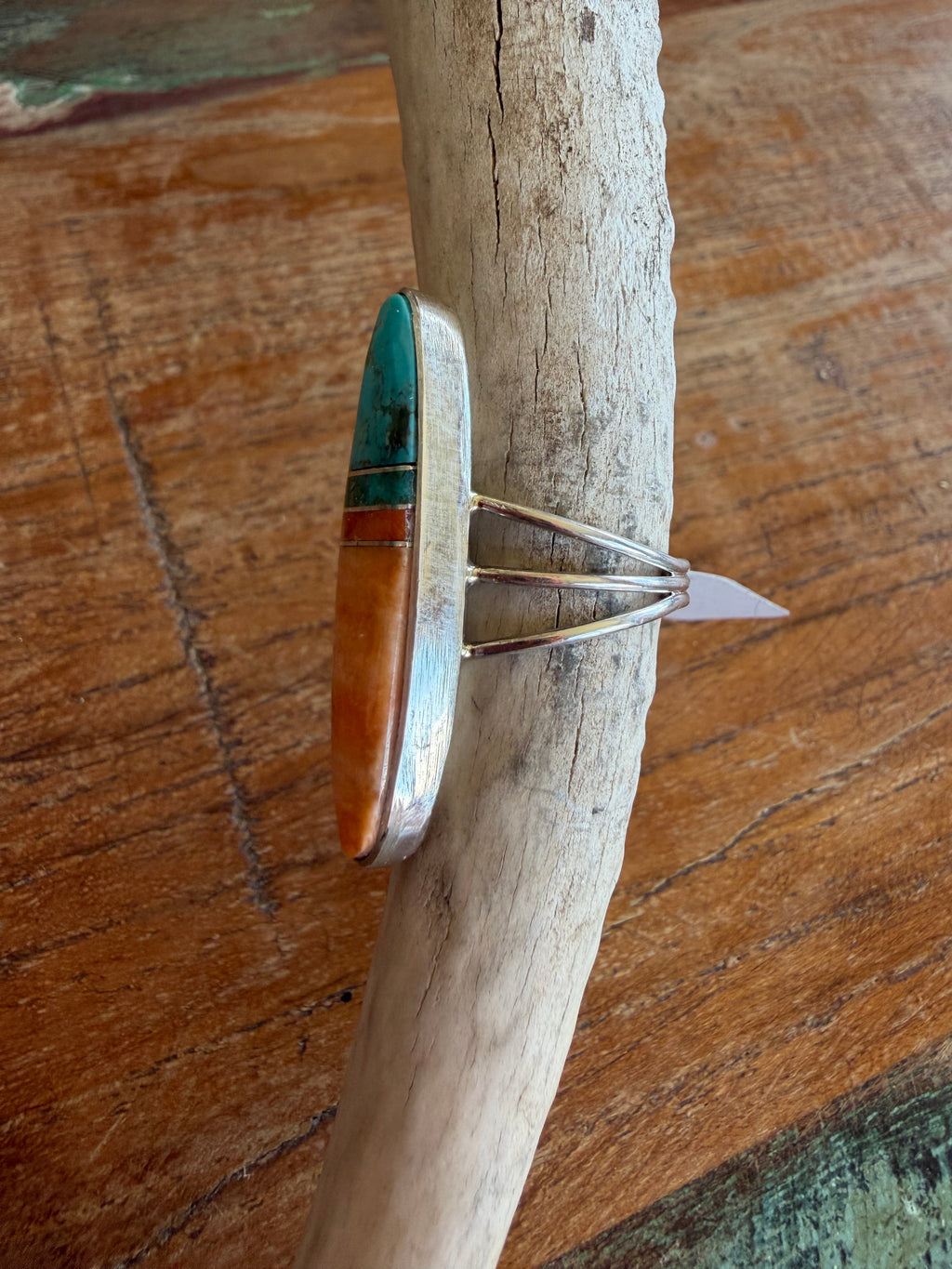 Native American Handmade Spiny Oyster-Turquoise Surfboard Ring Size 7
