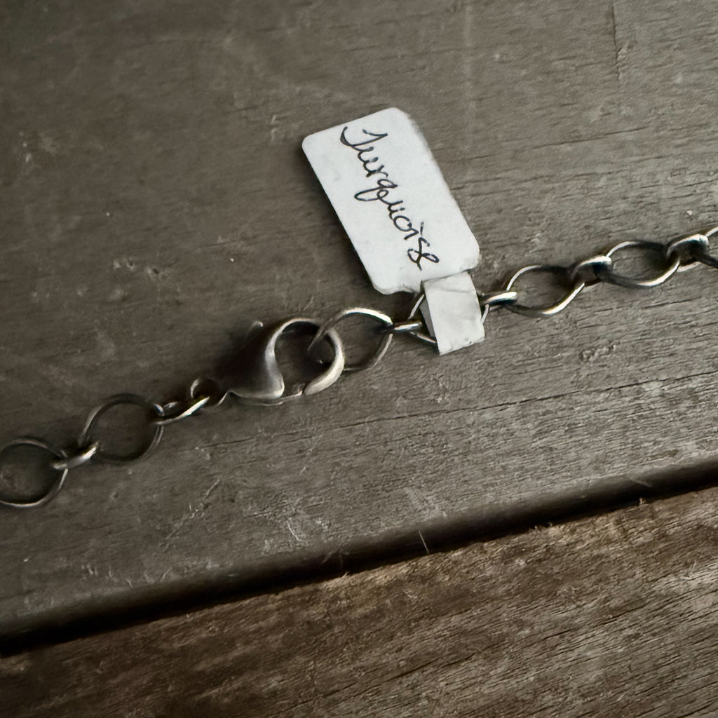 Authentic Native American Handmade Sterling Silver and Turquoise 18” Cluster Necklace