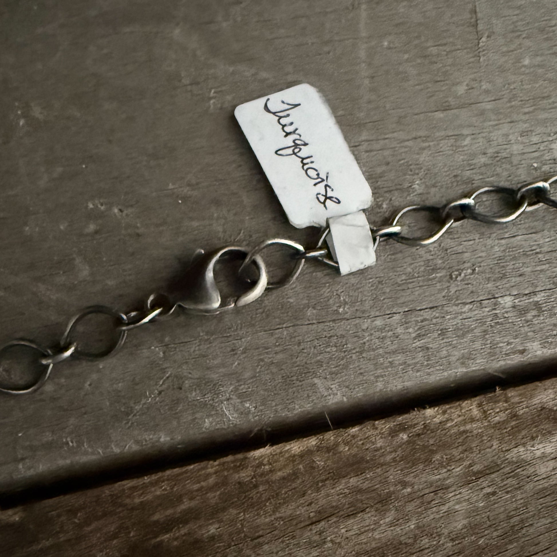 Authentic Native American Handmade Sterling Silver and Turquoise 18” Cluster Necklace