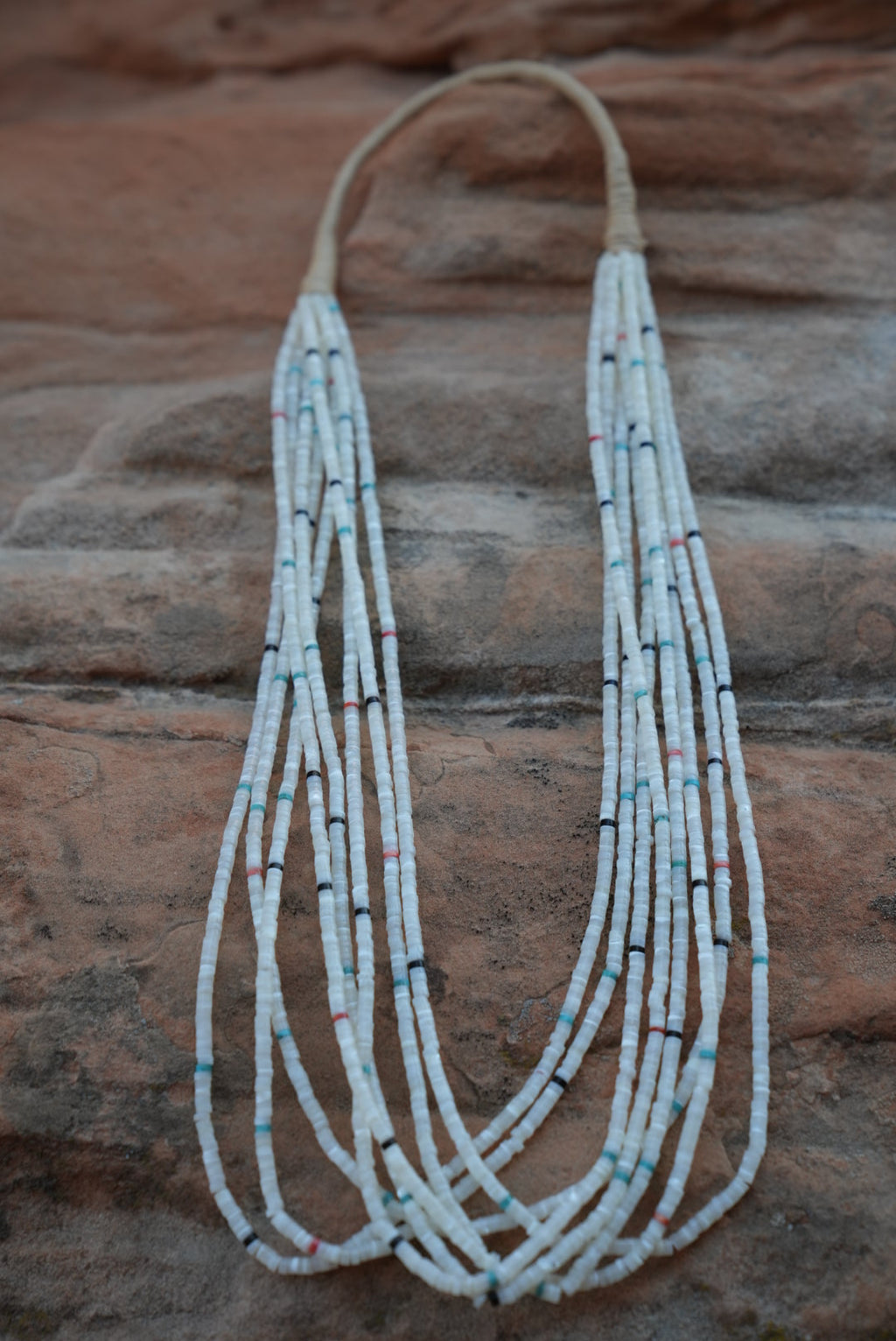 Native American Marquez Tachiini Handmade Mother of Pearl 8 Strand Necklace