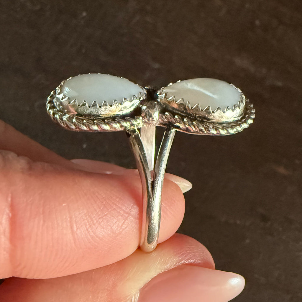 Authentic Native American Handmade Sterling Silver and Moonstone Ring size 9