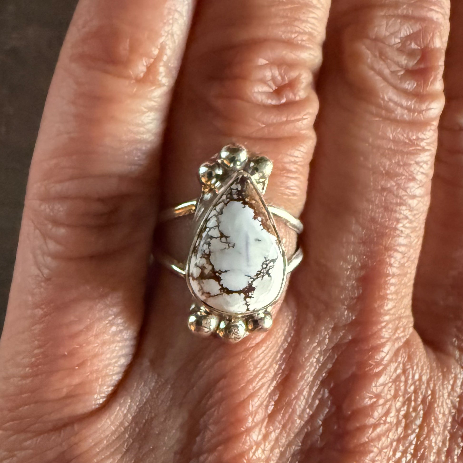 Authentic Native American Handmade Sterling Silver and Wild Horse Magnesite Ring size 6 1/2