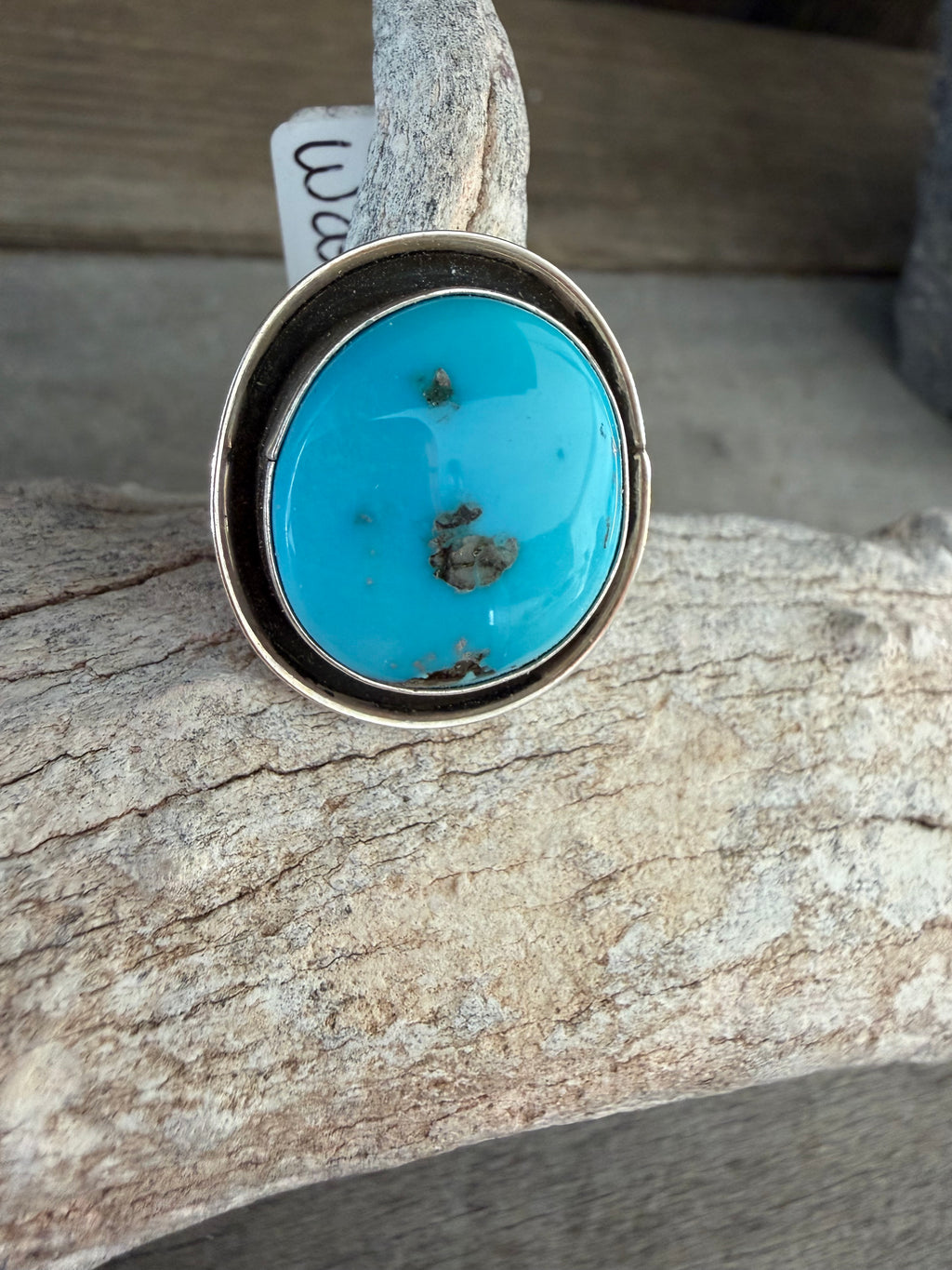 Native American Celeste Begay Handmade Whitewater Turquoise-Sterling Silver Ring Size 8.5