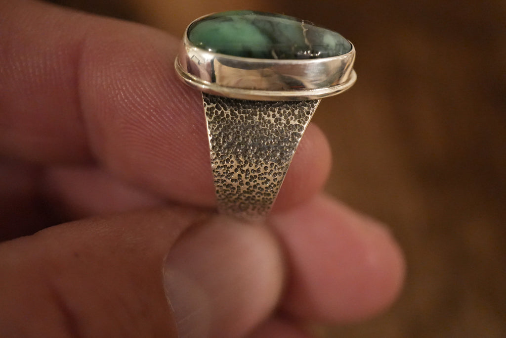 Desert Bloom Variscite Custom Handmade Sterling Silver Ring size 7 1/2.