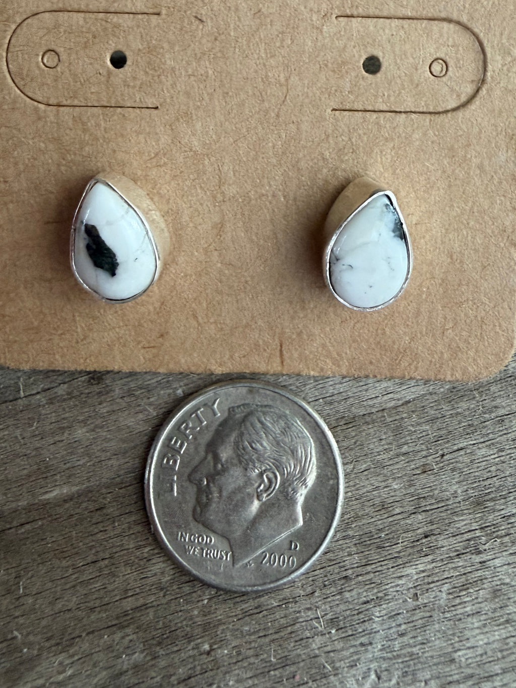 Native American Handmade White Buffalo Turquoise-Silver Earrings