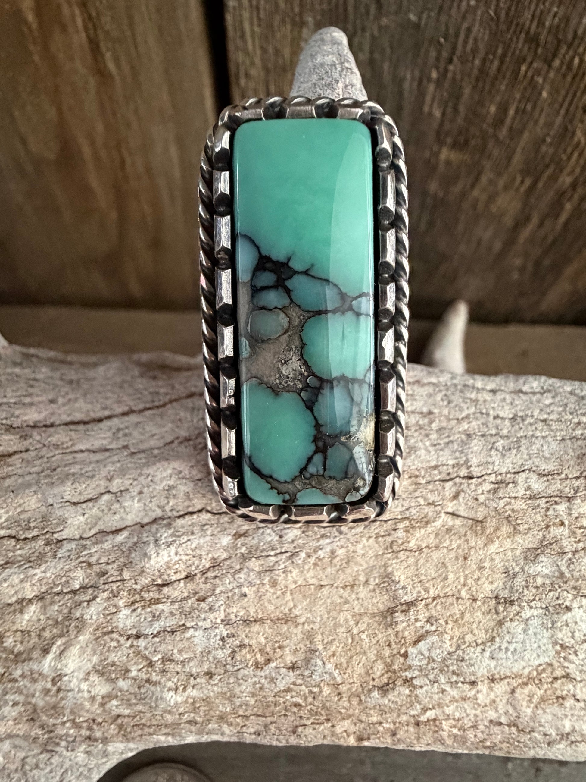 Handmade Sterling Silver Desert Bloom Variscite Ring (non-native) by TV Custom Silver Size 8