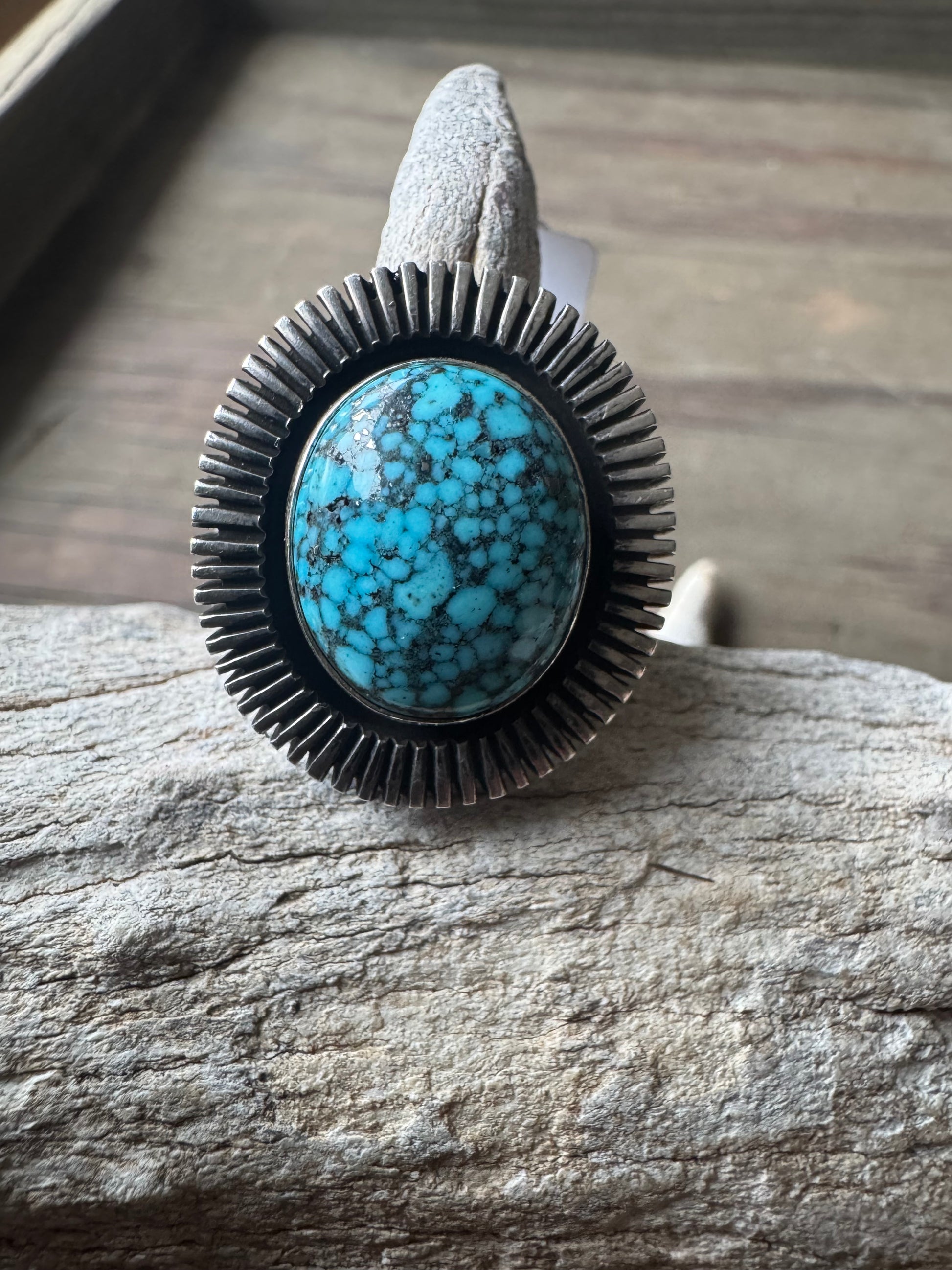 Native American Handmade Sterling Silver Kingman Web Ring Size 8