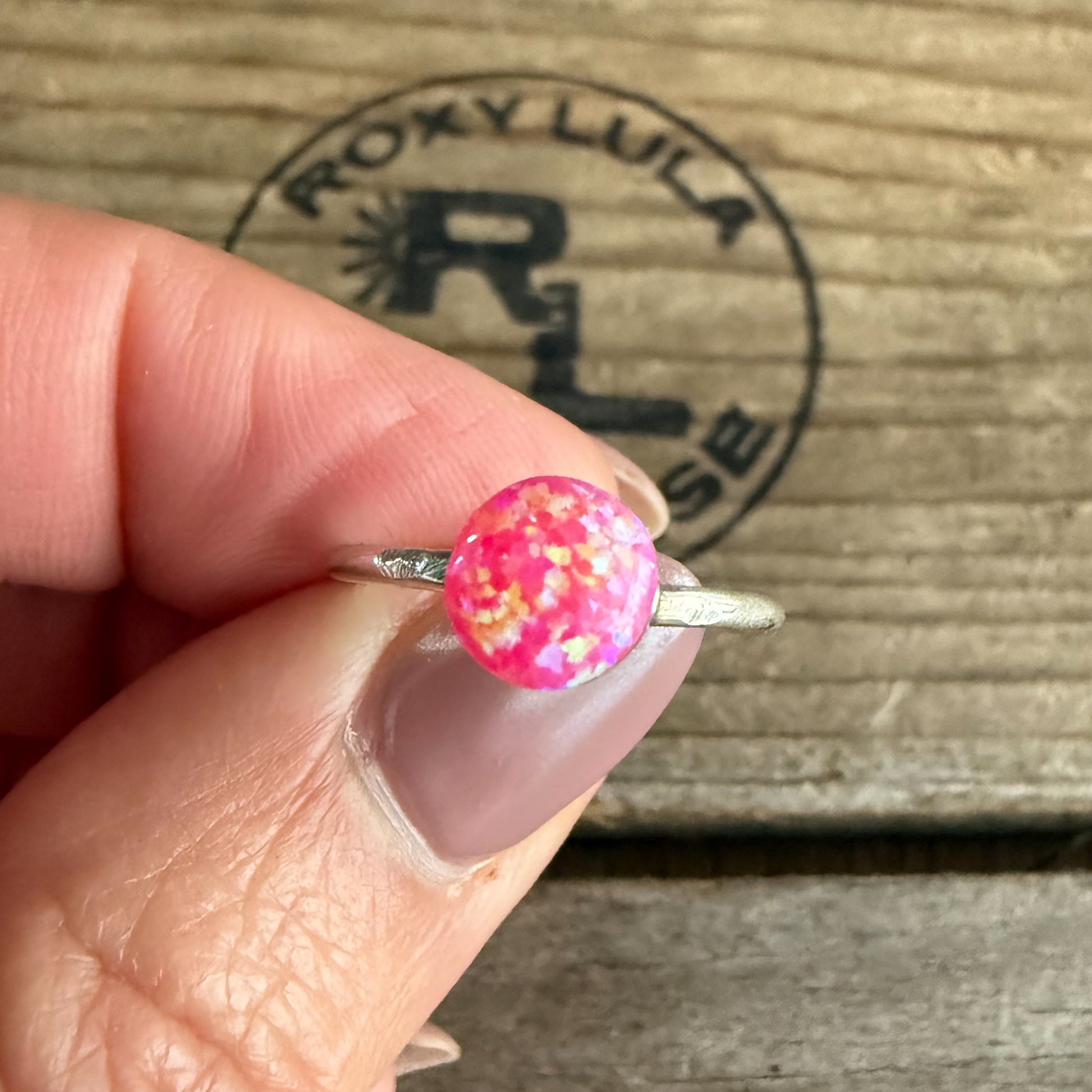 Authentic Native American Handmade Sterling Silver and Hot Pink Opal Ring size 7