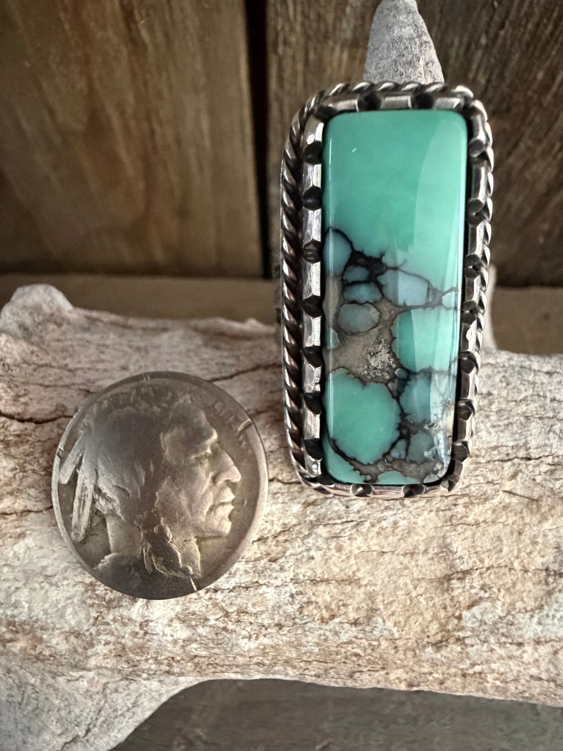 Handmade Sterling Silver Desert Bloom Variscite Ring (non-native) by TV Custom Silver Size 8