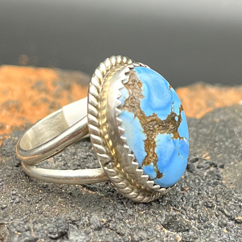 Authentic Native American Handmade Golden Hills Turquoise Ring