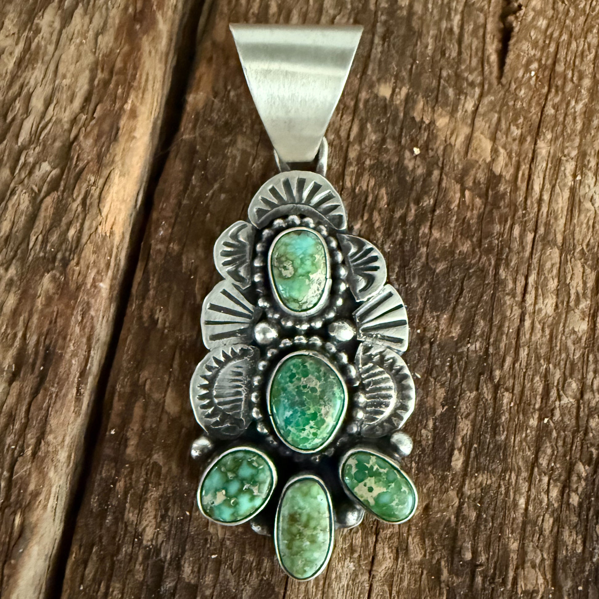 Authentic Native American Handmade Sterling Silver and Sonoran Gold Turquoise Pendant