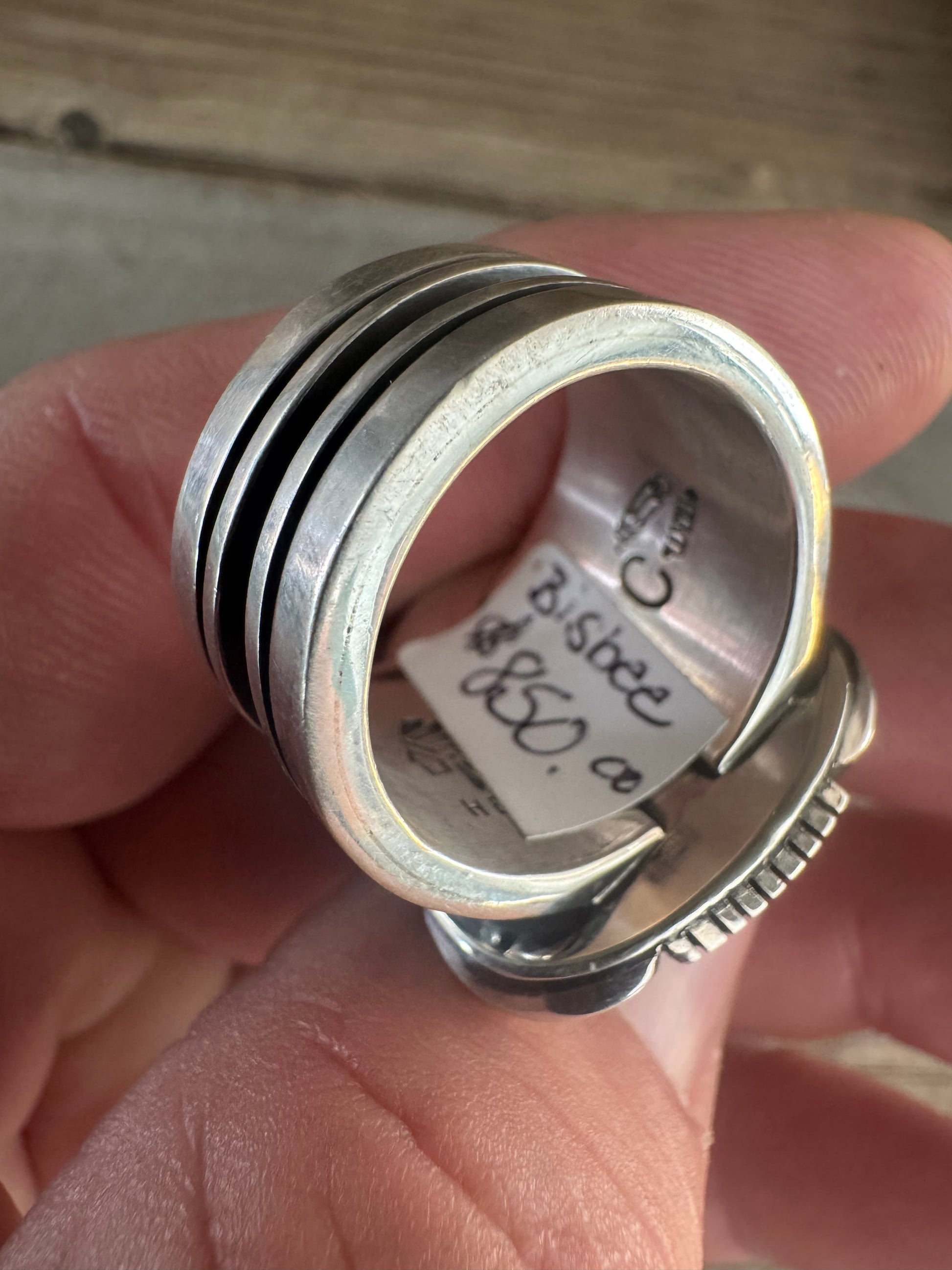 Cooper Willie High Grade Bisbee Turquoise Ring Size 10.75