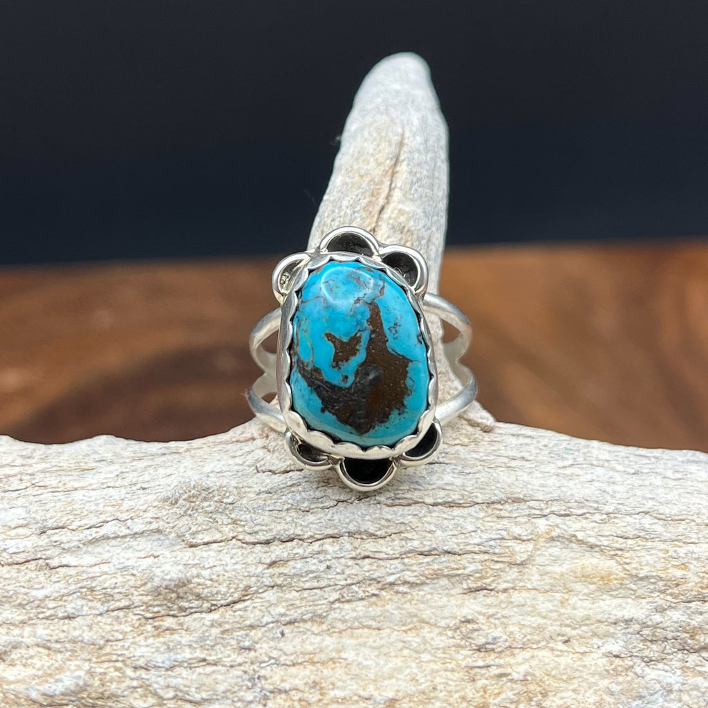 Authentic Native American Handmade Turquoise Ring Size 6 1/4.