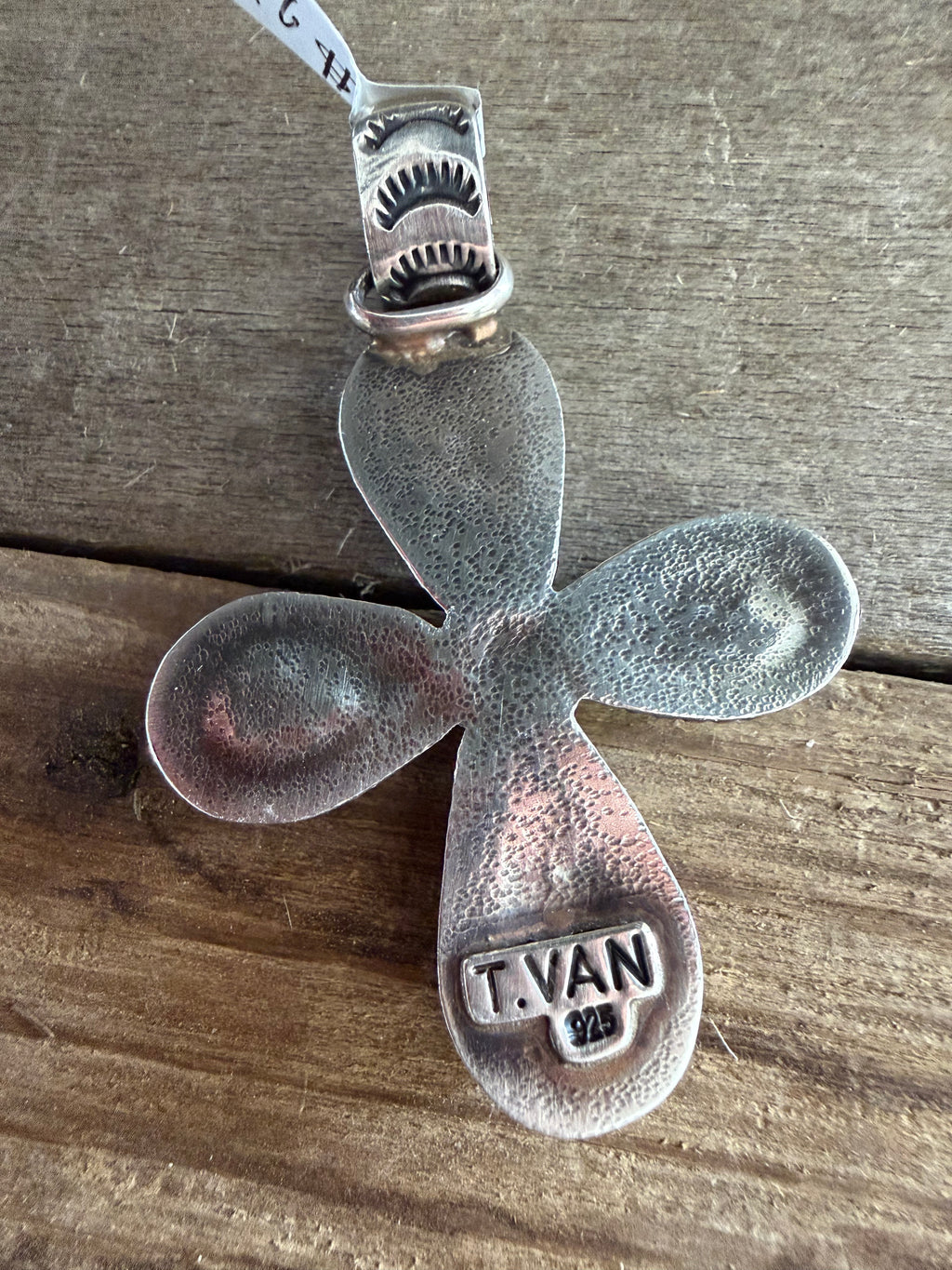 Handmade Sterling Silver Whitewater Turquoise Pendant( non-native) by TV Custom Silver