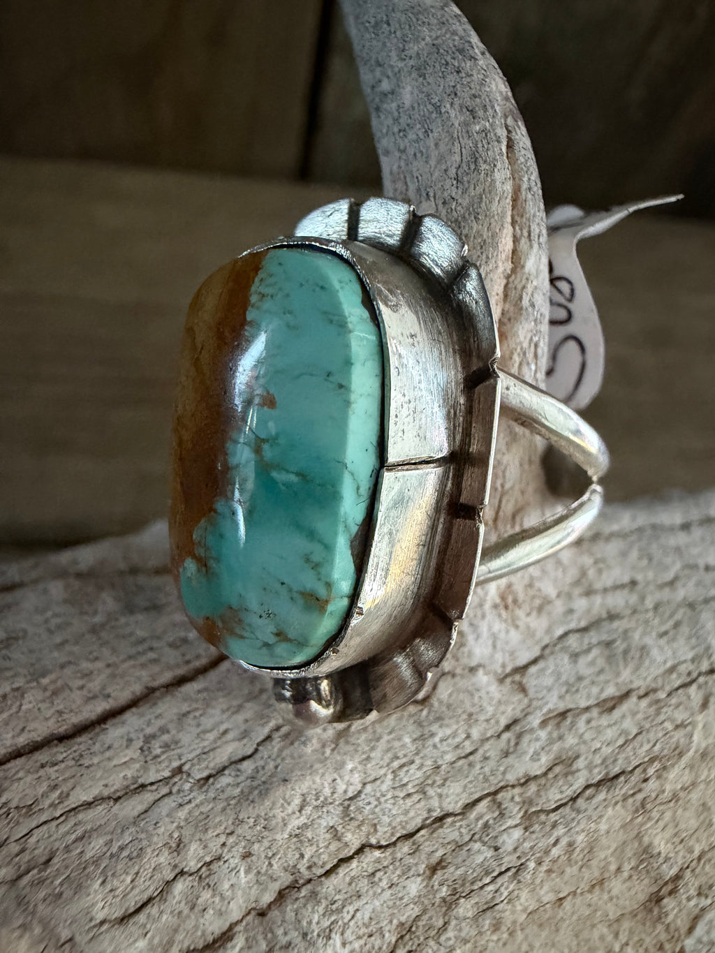 Native American Celeste Begay Handmade Pilot Mountain Turquoise-Sterling Silver Ring Size 6.5