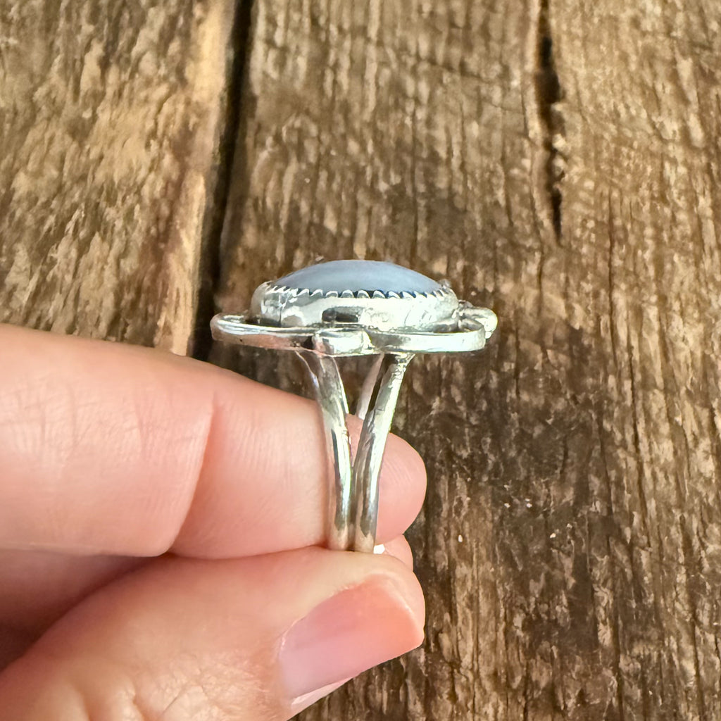 Authentic Native American Handmade Sterling Silver and Lace Agate Ring size 8 3/4.