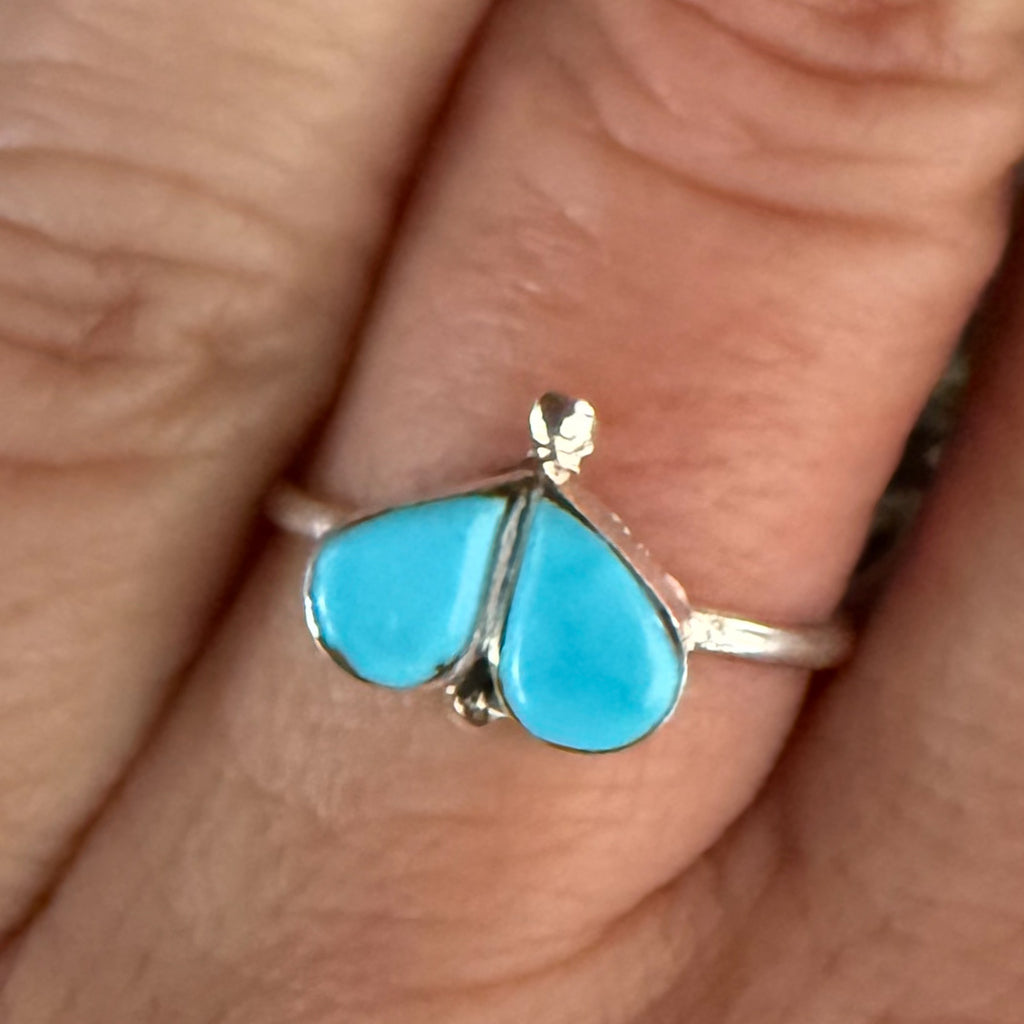 Authentic Native American Handmade Sterling Silver and Turquoise Ring size 6 1/2.