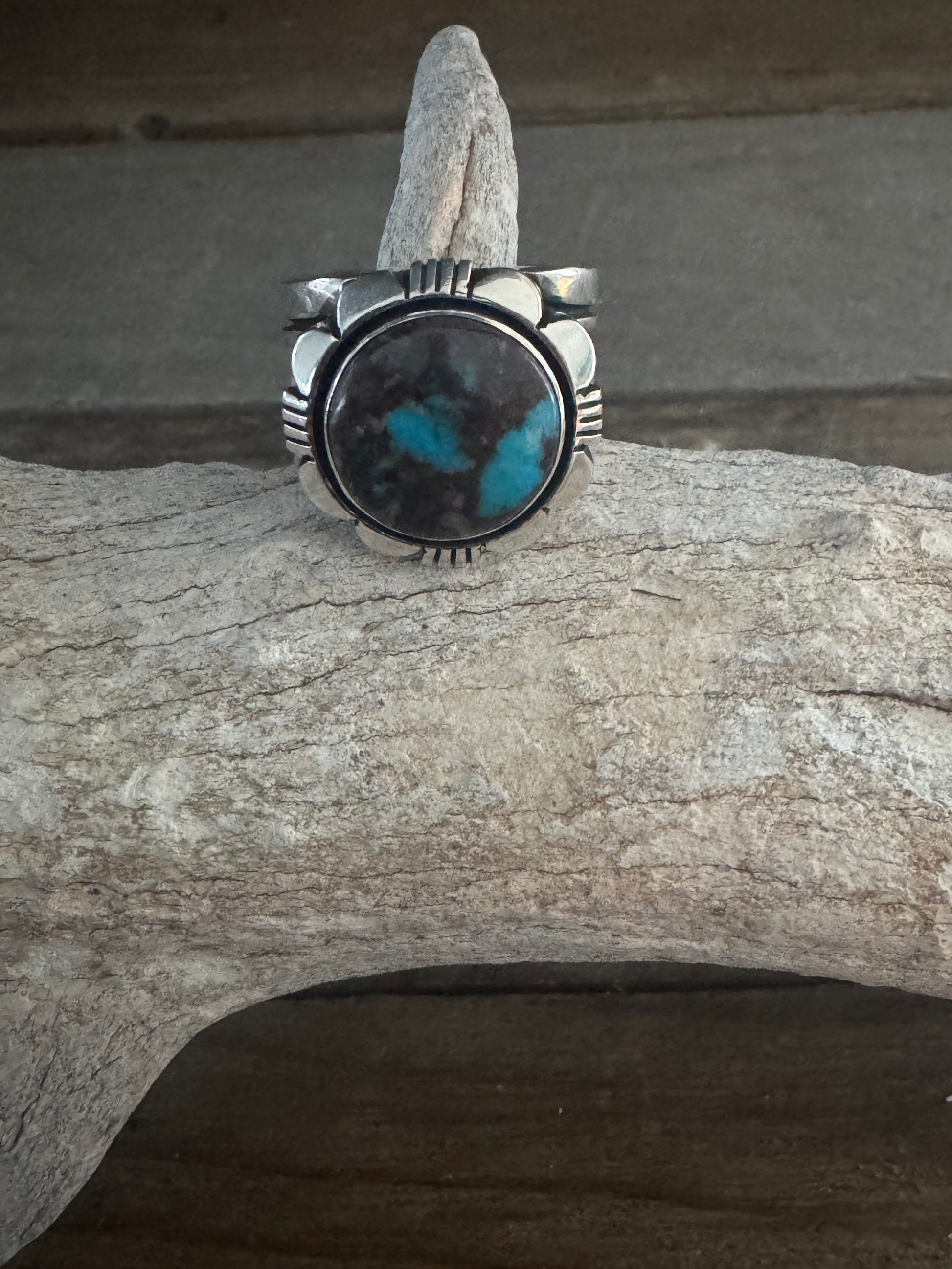 ￼Cooper Willie Handmade Sterling Silver Bisbee Turquoise Ring Size 9