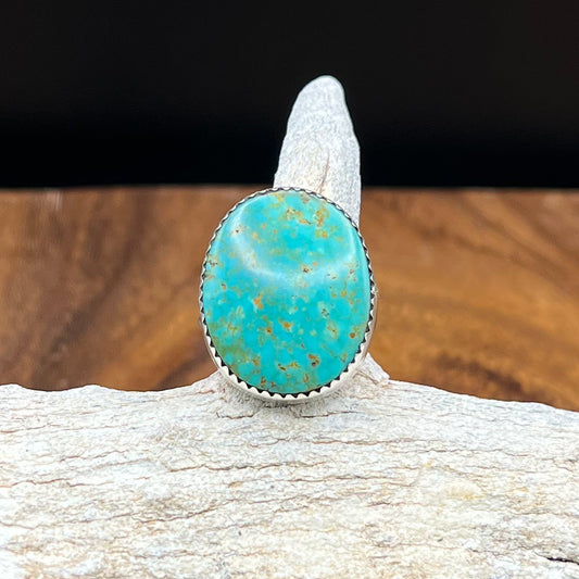 Authentic Native American Handmade Large Oval Turquoise Ring