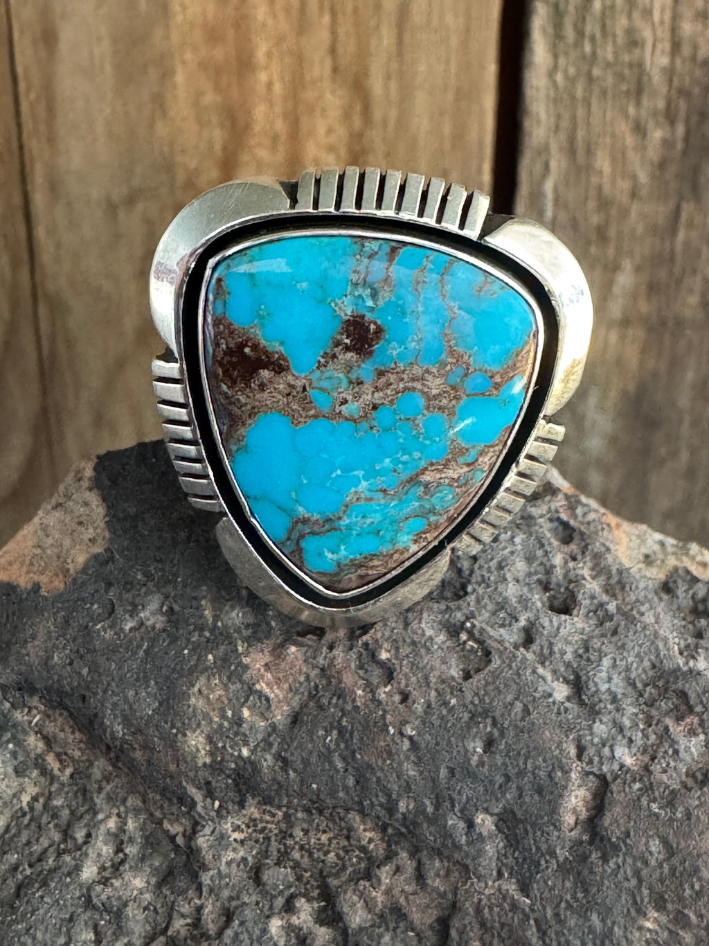 Cooper Willie High Grade Bisbee Turquoise Ring Size 10.75